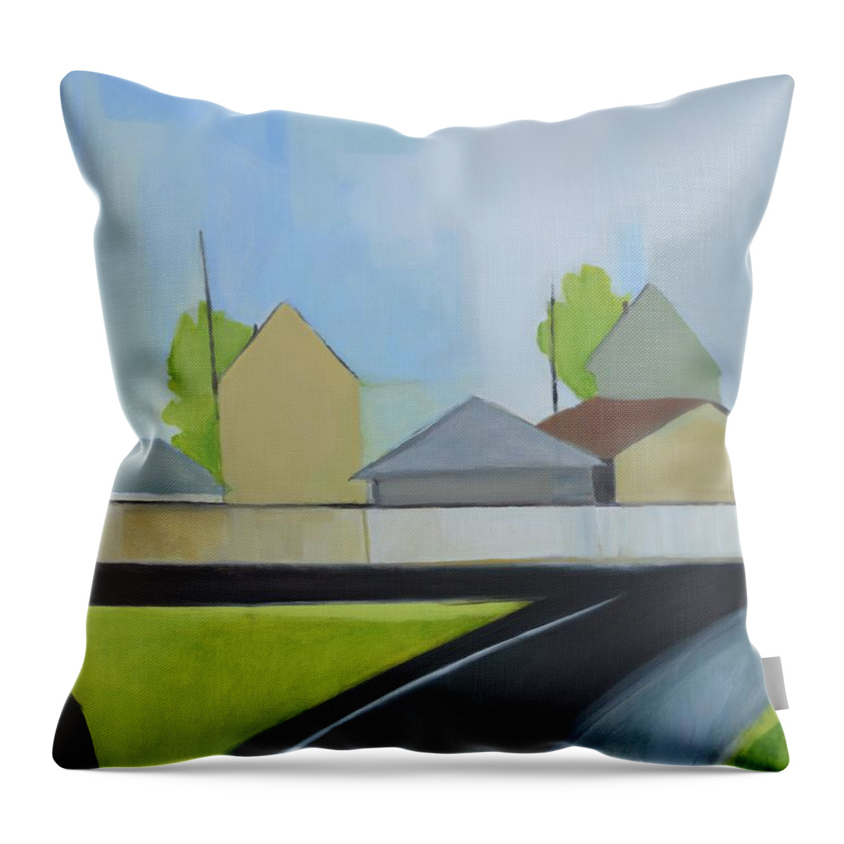 Suburban Landscape Throw Pillow featuring the painting Hackensack Exit by Ron Erickson