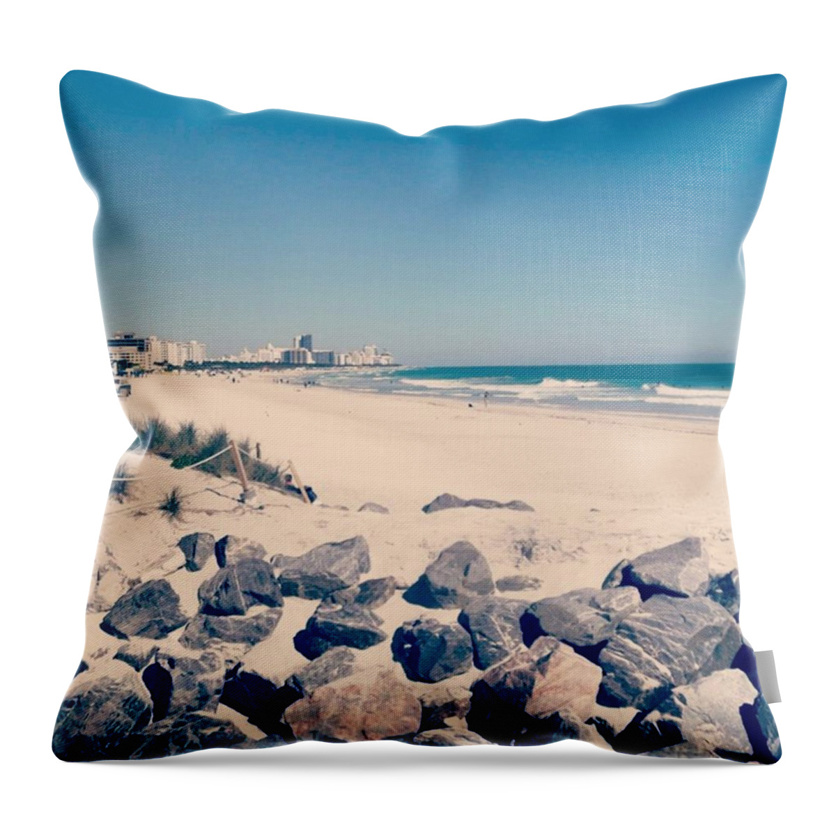 South Beach Throw Pillow featuring the photograph Miami beach by Charlotte Cooper