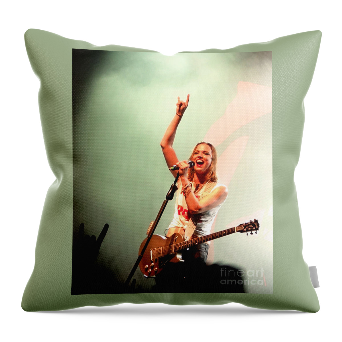 Halestorm Throw Pillow featuring the photograph Halestorm Lzzy Hale by Jennifer Camp