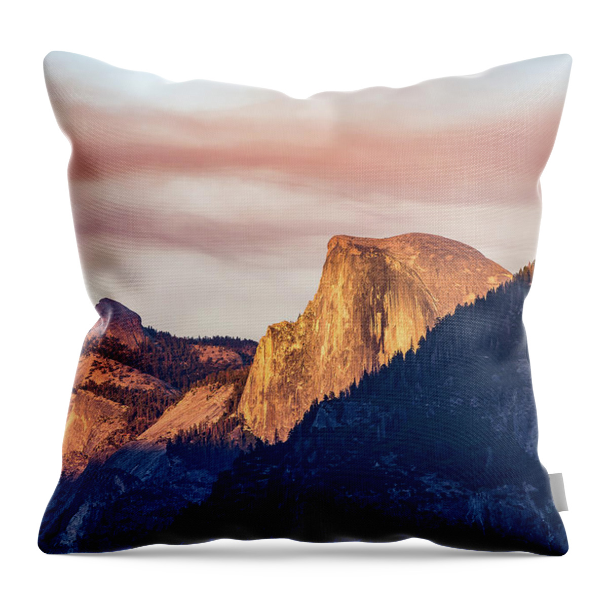 Yosemite Throw Pillow featuring the photograph Half Dome in sunset by Davorin Mance