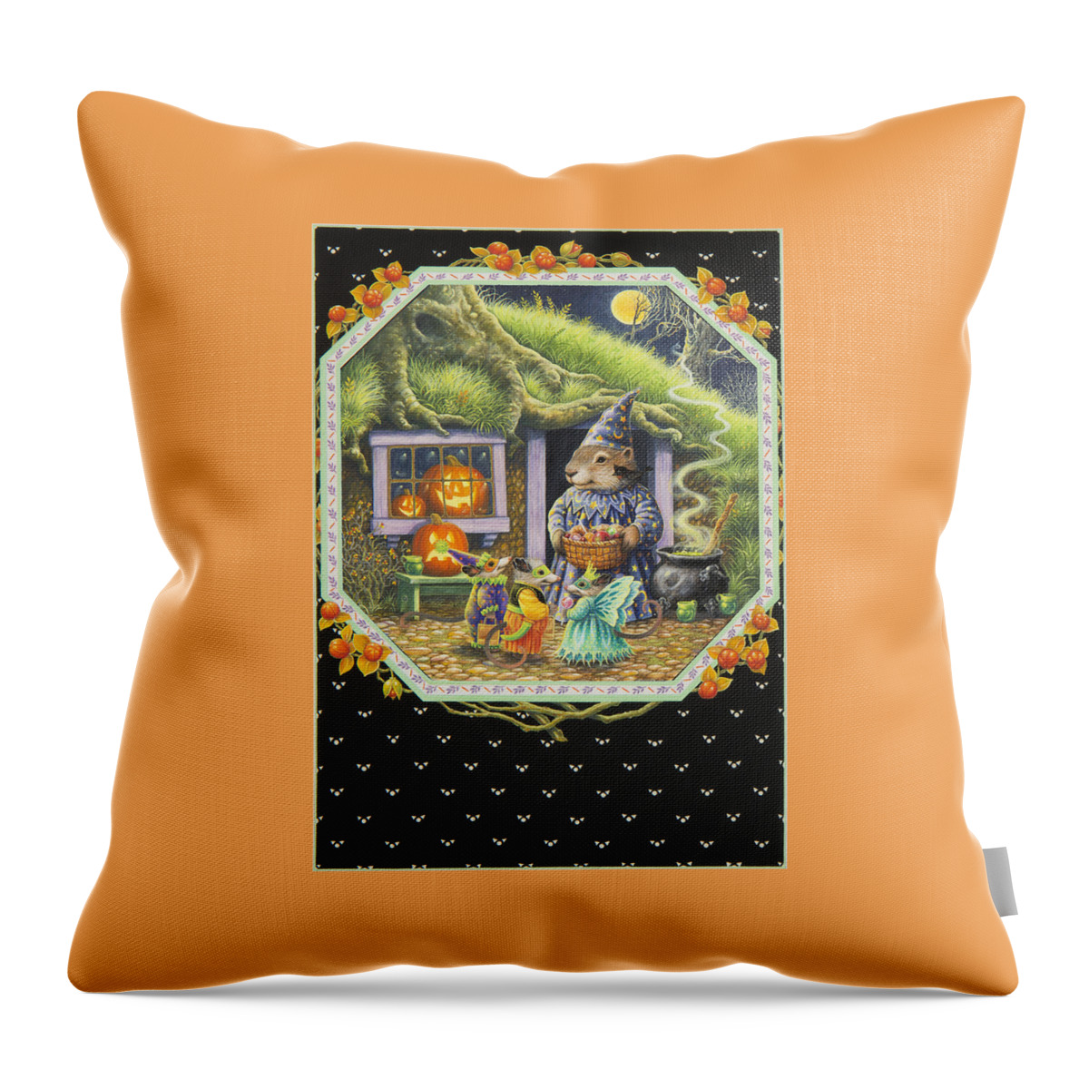 Halloween Throw Pillow featuring the painting Halloween Treats by Lynn Bywaters