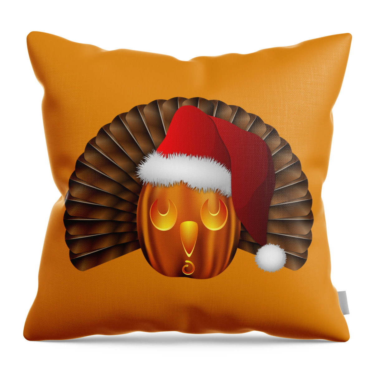 Holiday Graphic Throw Pillow featuring the digital art Hallowgivingmas Santa Turkey Pumpkin by MM Anderson