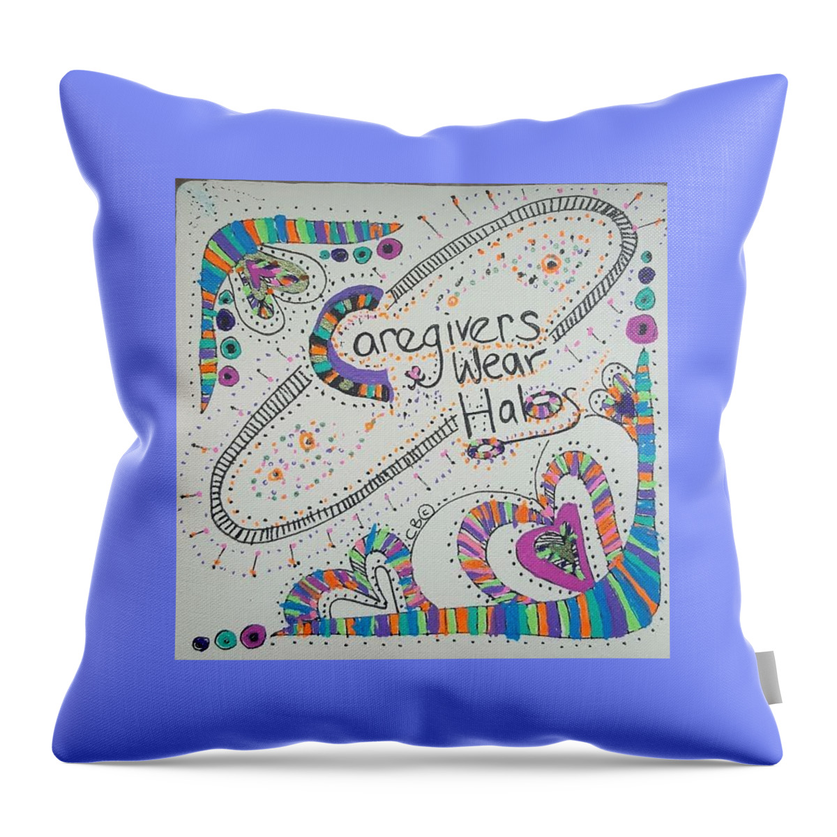 Zentangle Throw Pillow featuring the drawing Halos by Carole Brecht