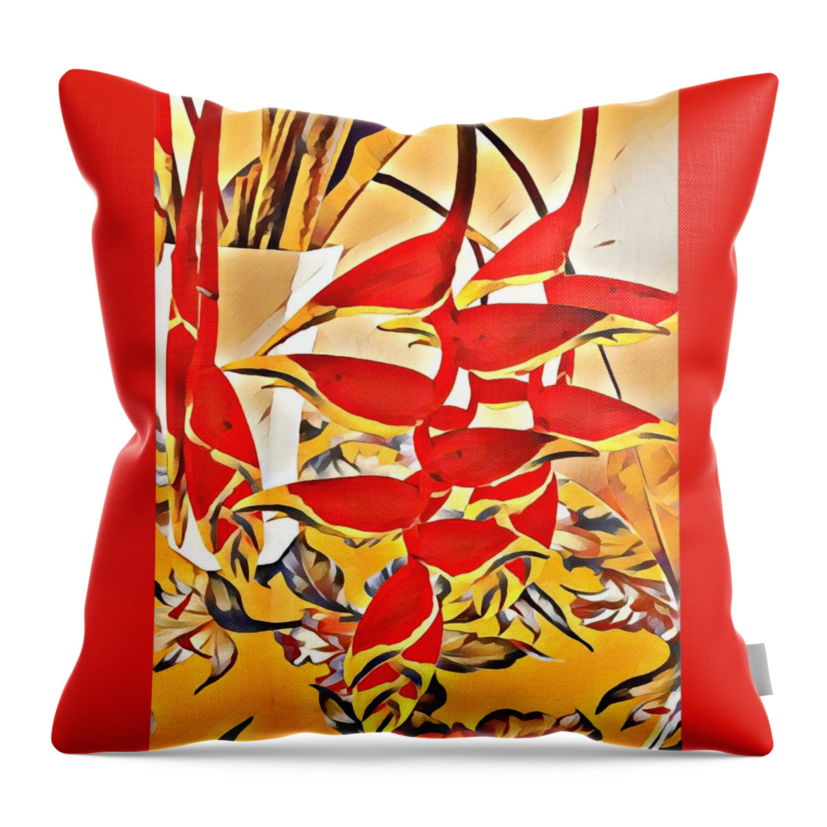 Flowers Halyconia Color Bouquet Orange Yellow Happy Throw Pillow featuring the photograph Halyconia Bouquet in Orange by Joalene Young