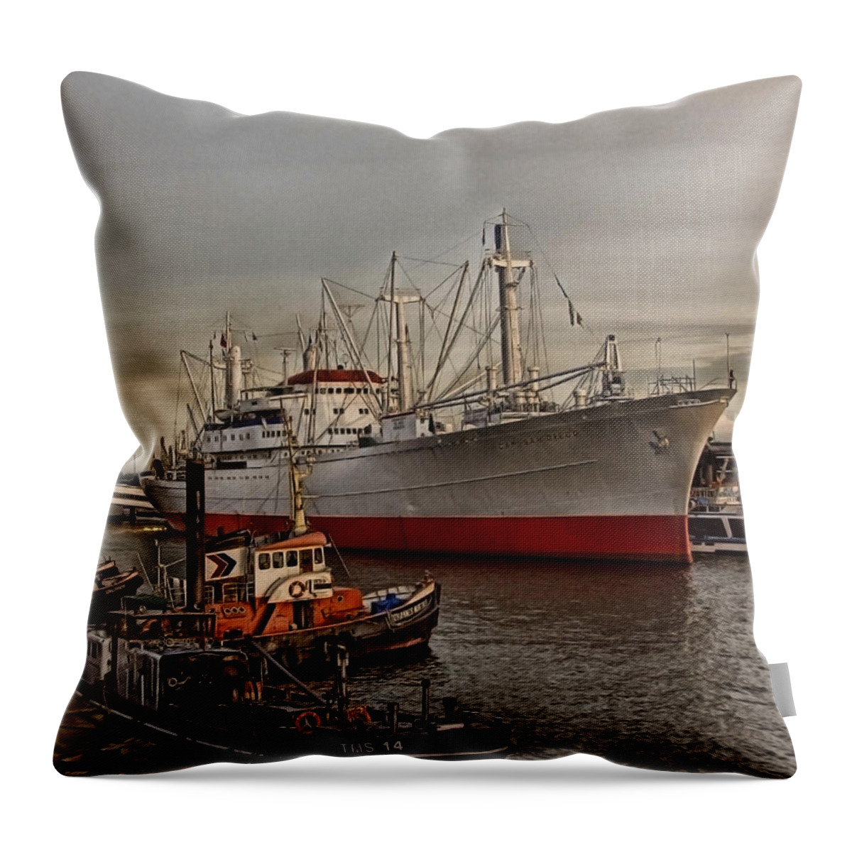 Hanseatic Throw Pillow featuring the photograph Hamburg Harbor by Joachim G Pinkawa
