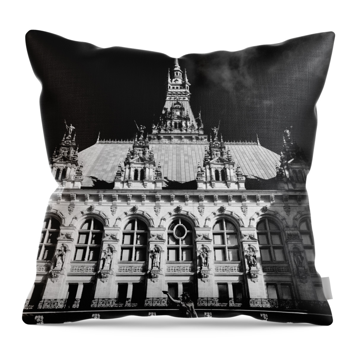Building Throw Pillow featuring the photograph Hamburg Rathaus by Benjamin Niederlechner