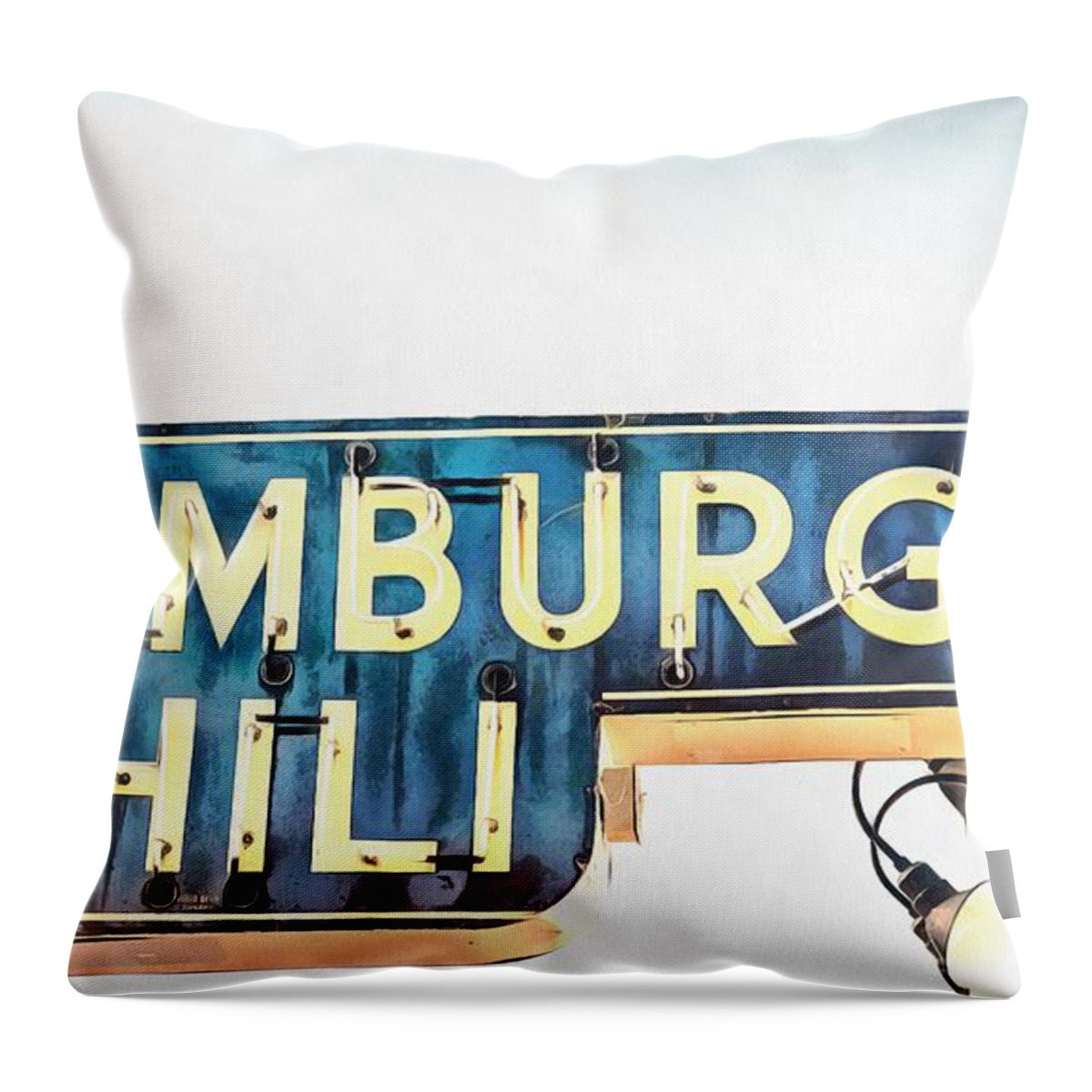 Hamburger Throw Pillow featuring the digital art Hamburger Chili Chicago by Edward Fielding