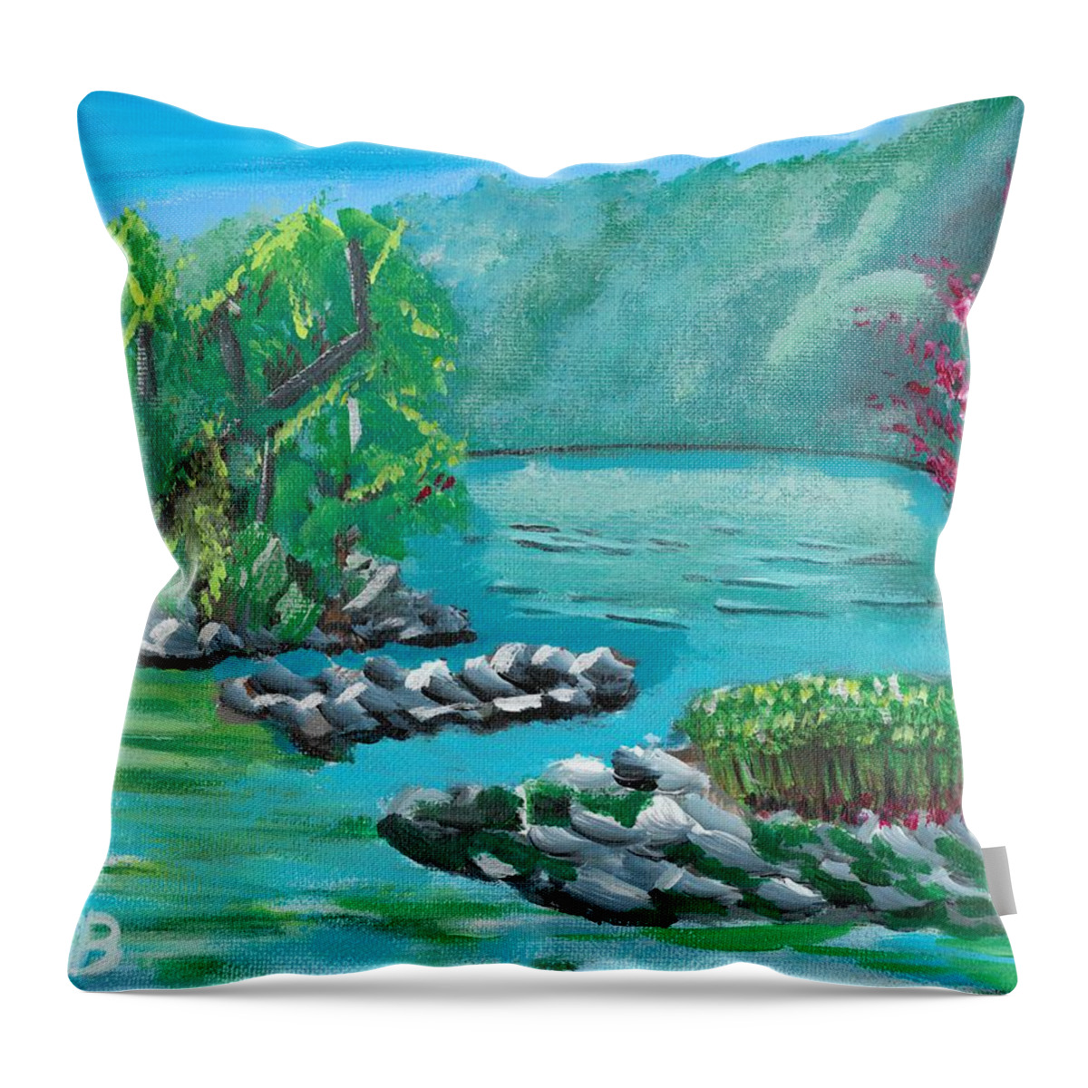Landscape Throw Pillow featuring the painting Hamilton little islands by David Bigelow