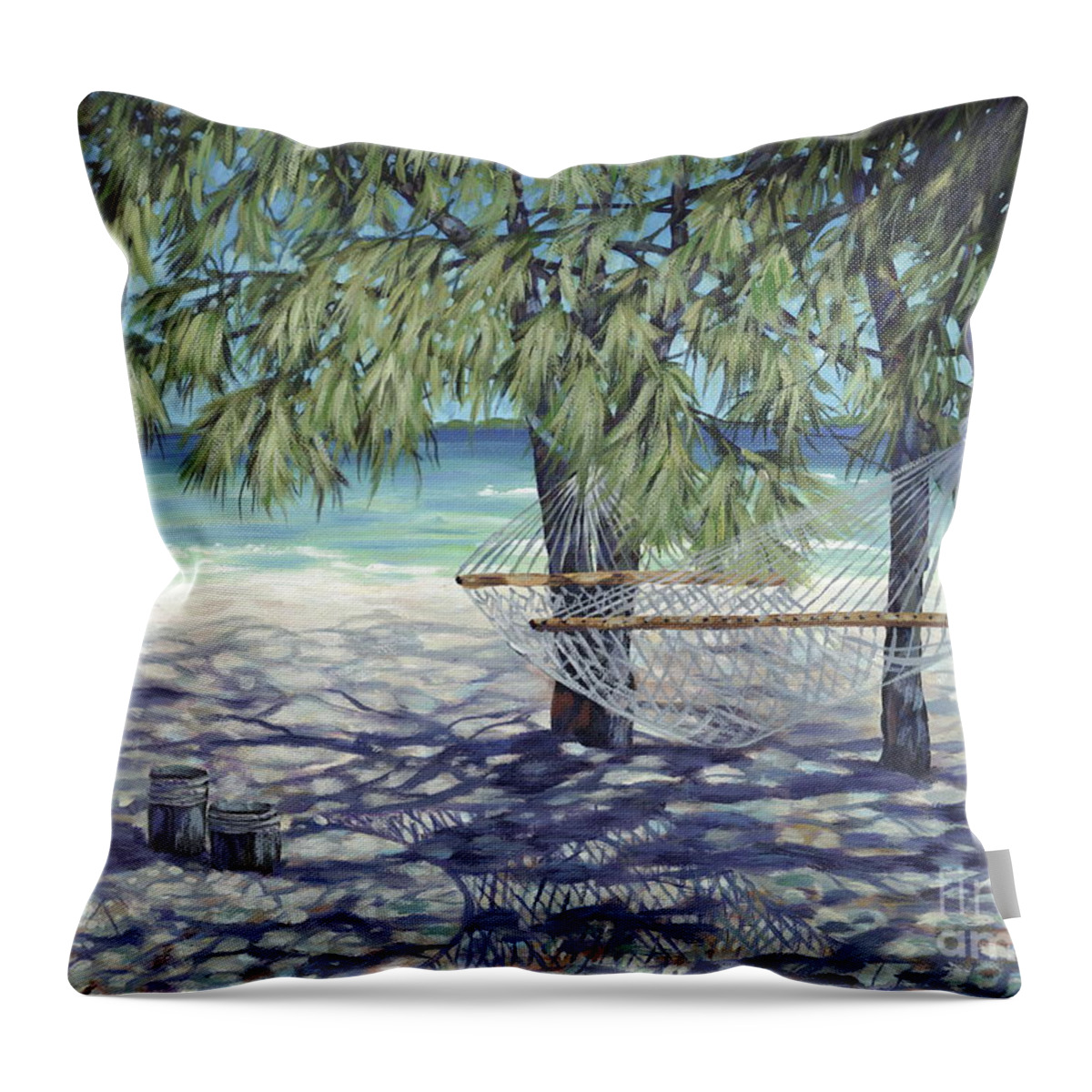 Bahamas Throw Pillow featuring the painting Hammock for Two by Danielle Perry