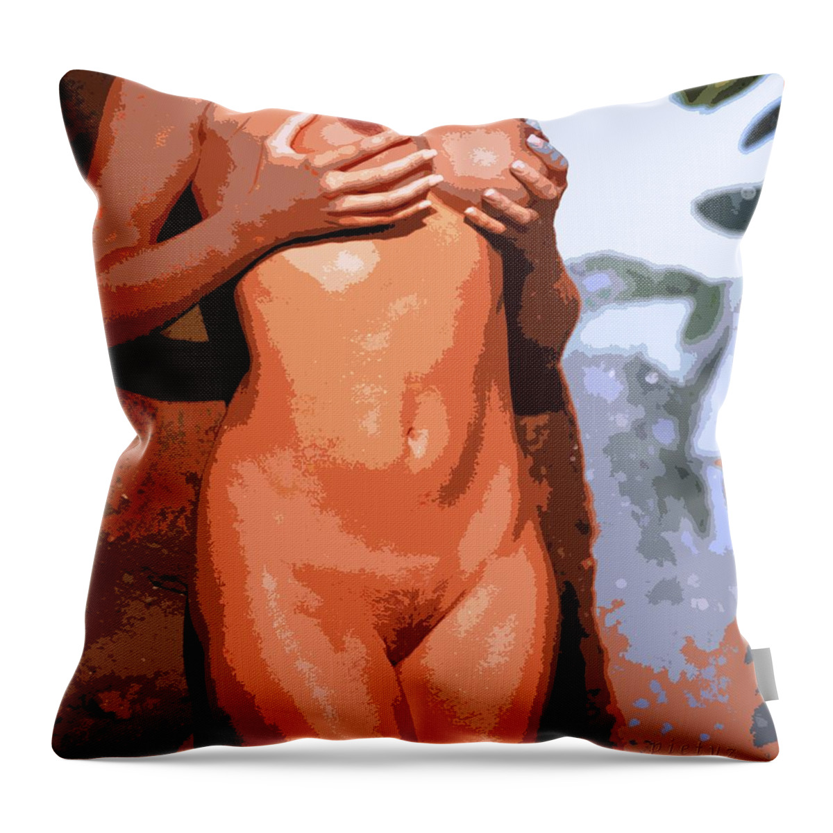 Nudes Throw Pillow featuring the painting Handz Up by Piety Dsilva