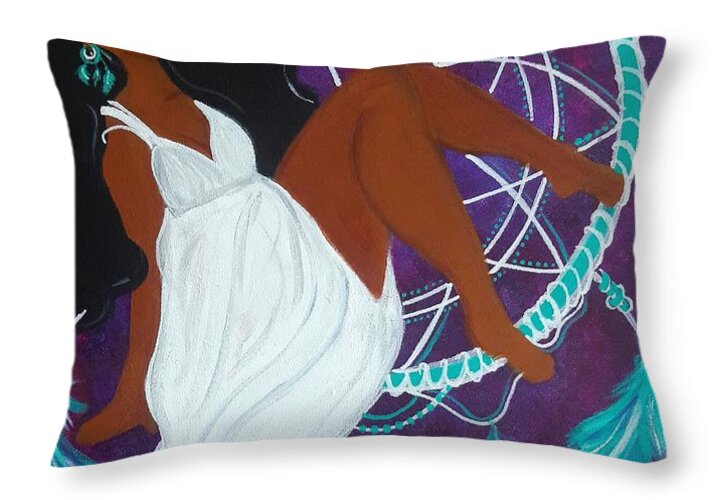 Dreamcatchers Throw Pillow featuring the painting Hang on to your DREAMS by Diamin Nicole