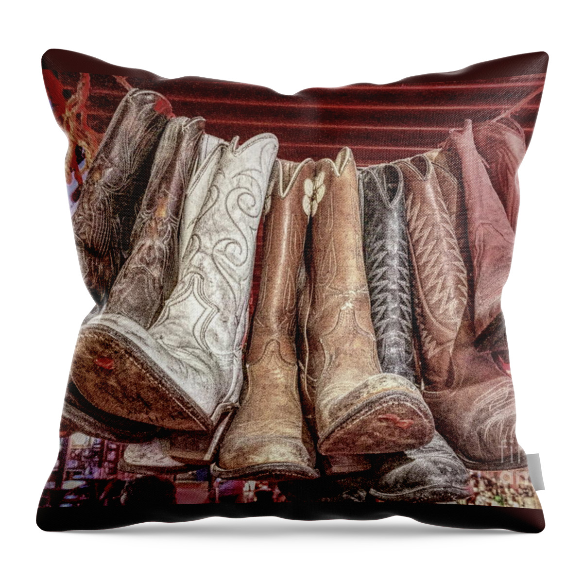 500 Views Throw Pillow featuring the photograph Hangin' Boots by Jenny Revitz Soper