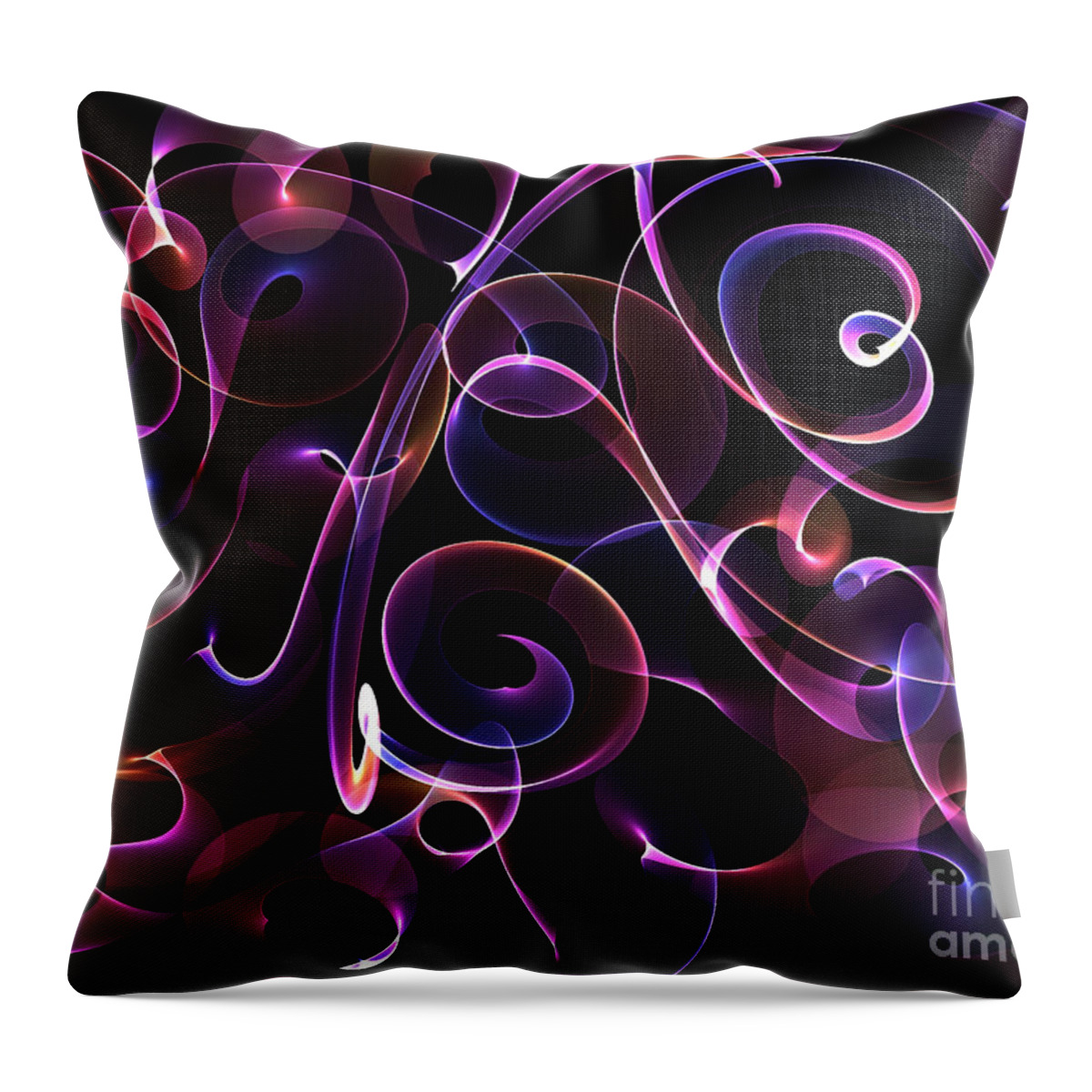 Rhapsody Throw Pillow featuring the painting Happiness in Pink and Gold on Black Background by Barefoot Bodeez Art