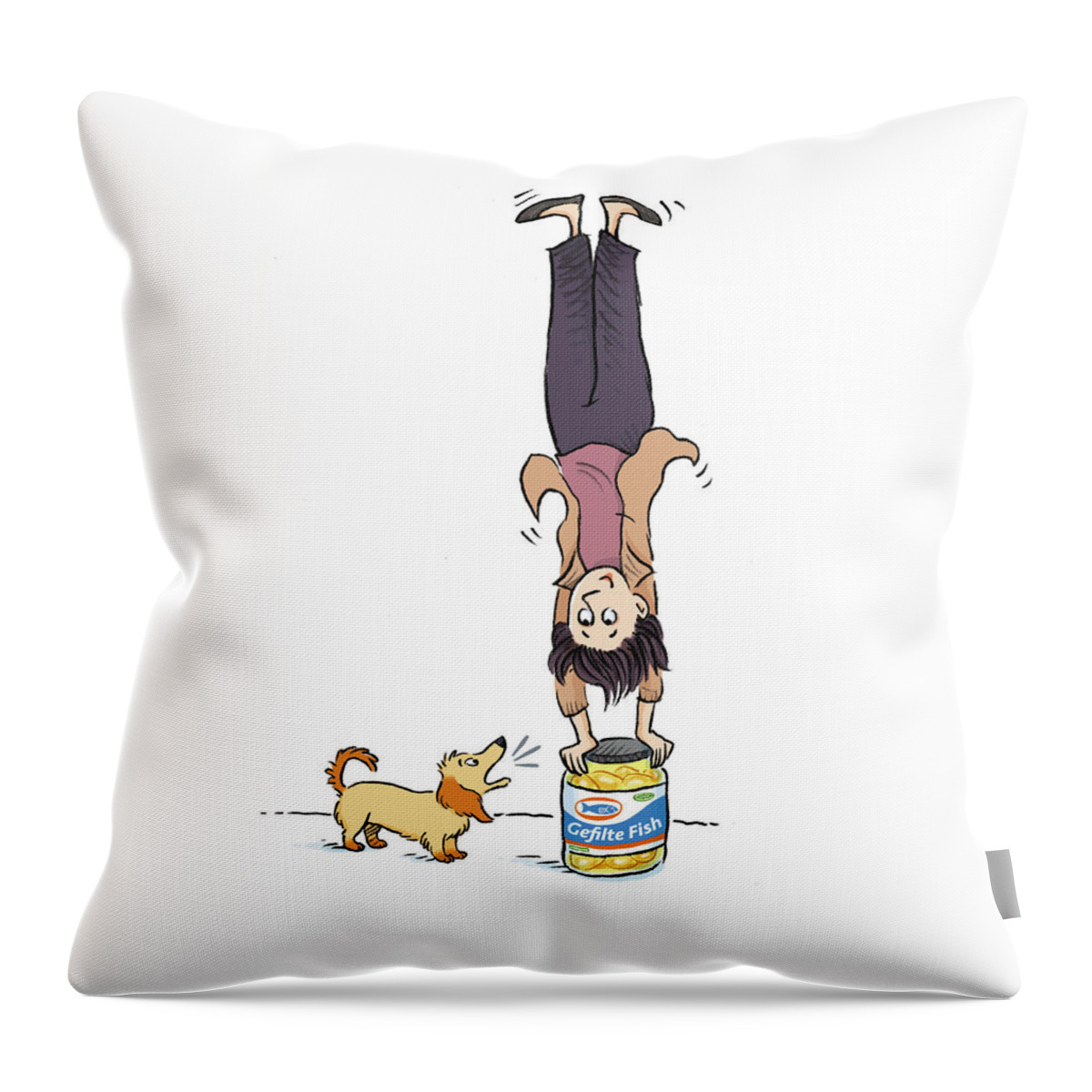 Mb Publishing Throw Pillow featuring the digital art Happiness Is . . . an Open Jar of Gefilte Fish by Renee Andriani