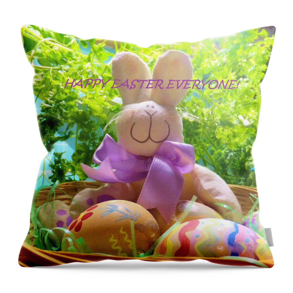 Bunny Throw Pillow featuring the photograph Happy Easter Everyone by Denise F Fulmer