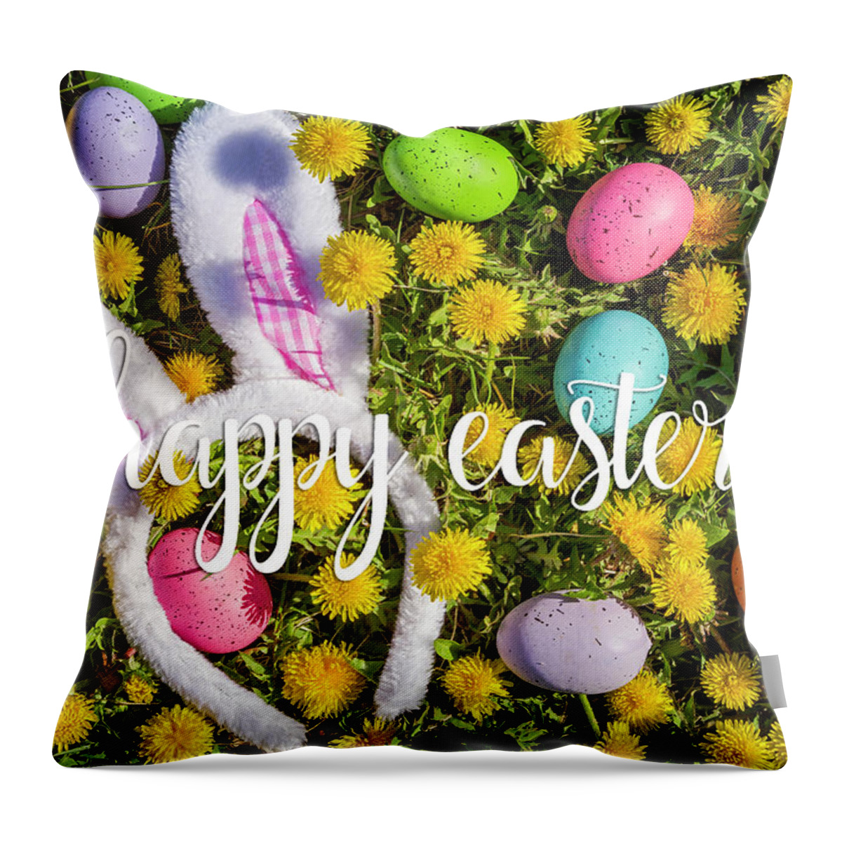 Easter Bunny Throw Pillow featuring the photograph Happy Easter by Teri Virbickis