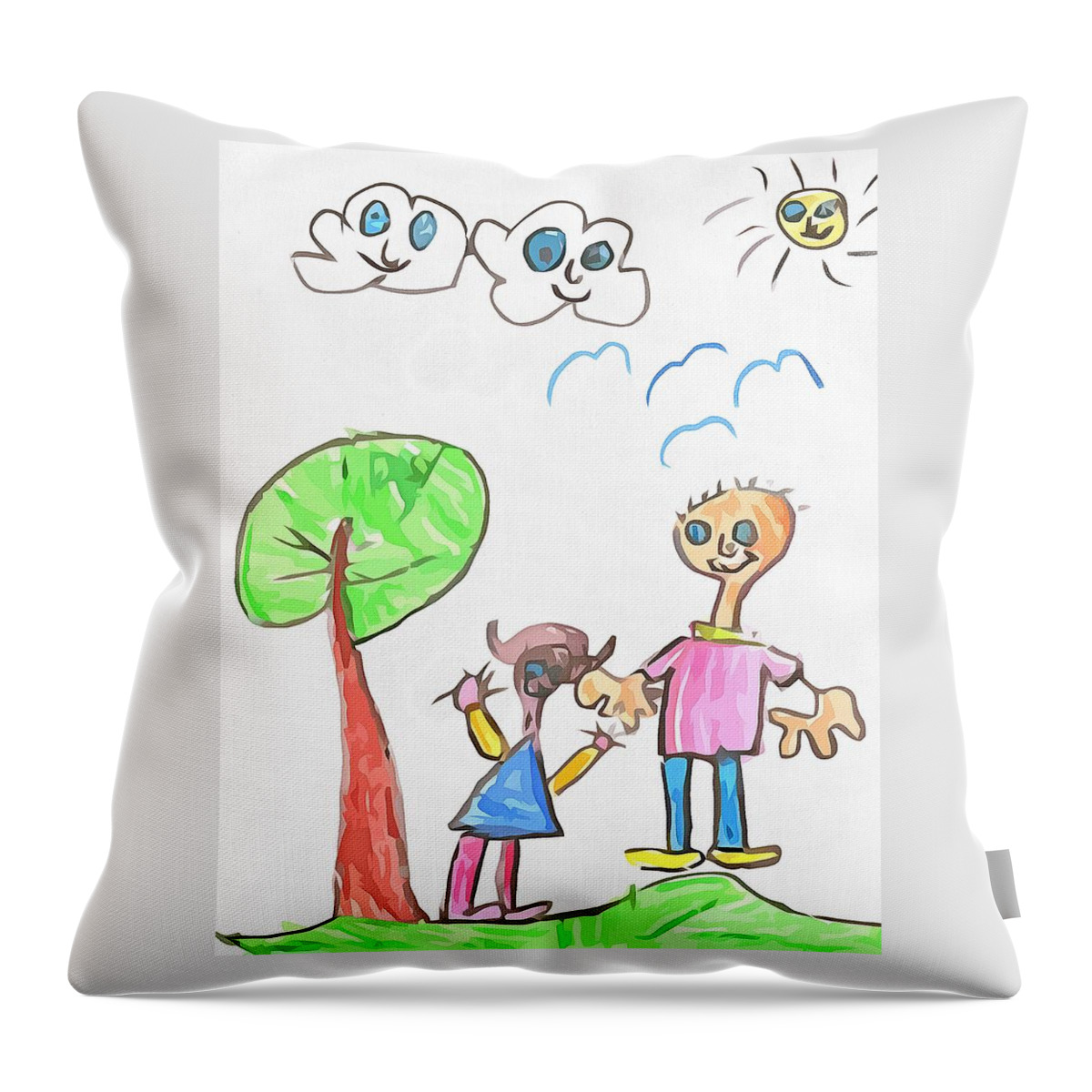 Peace Throw Pillow featuring the digital art Happy Faces by Maciek Froncisz
