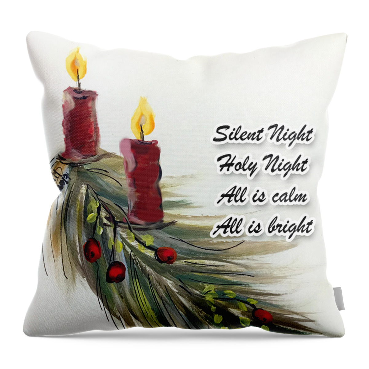 Holidays Throw Pillow featuring the painting Happy Holidays by Dorothy Maier