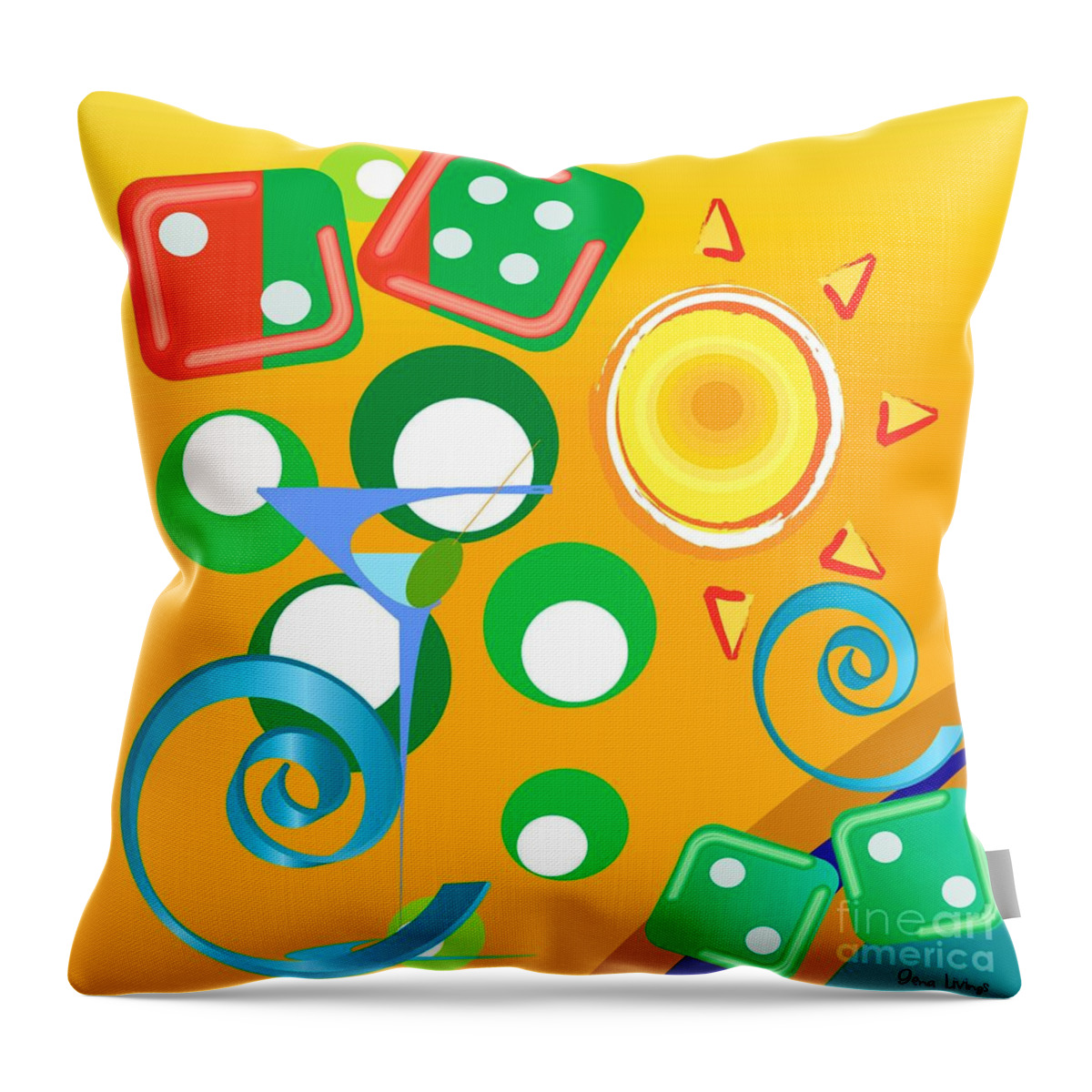 Abstract Throw Pillow featuring the digital art Happy Hour by Gena Livings