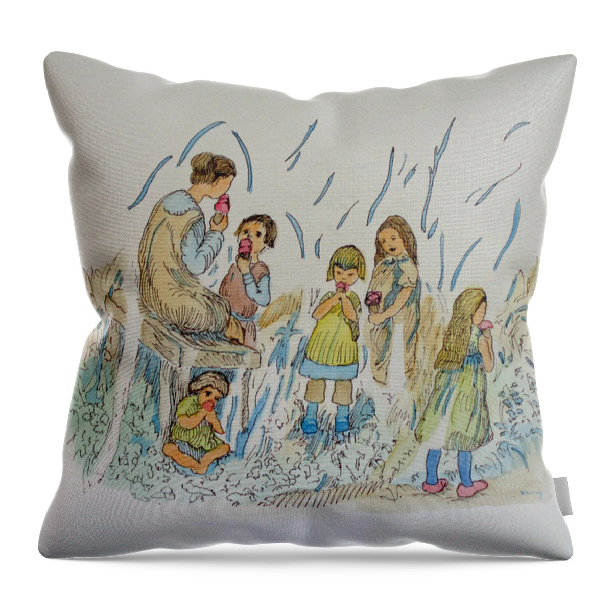 Spirit Throw Pillow featuring the painting Happy Ice Cream by Bruce Zboray
