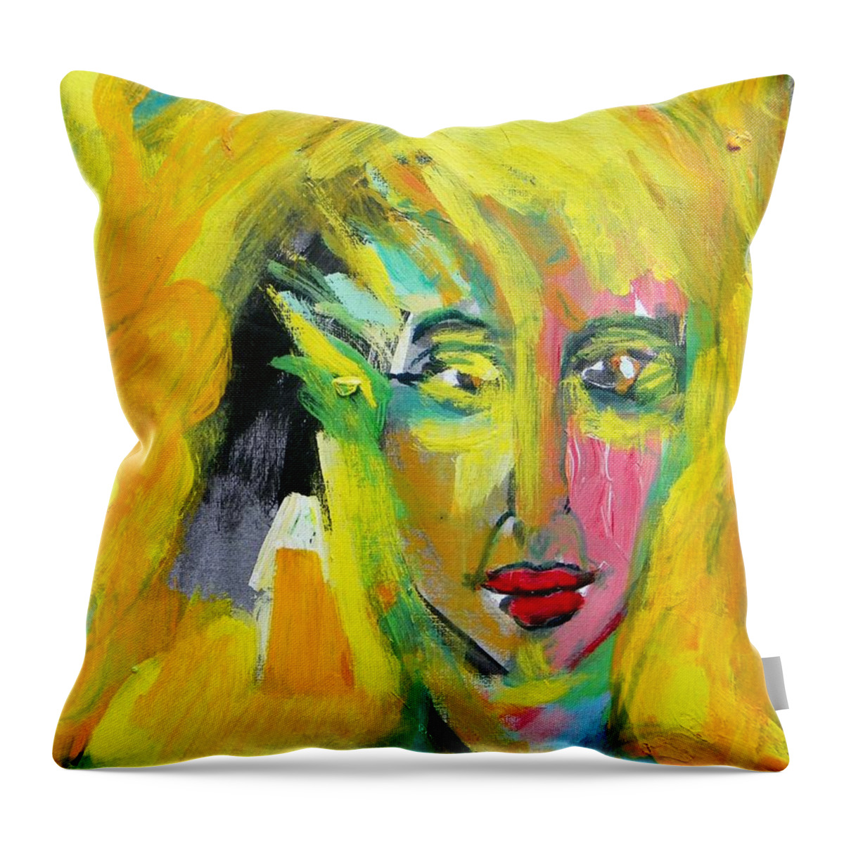 Abstract Throw Pillow featuring the painting Happy Now by Judith Redman