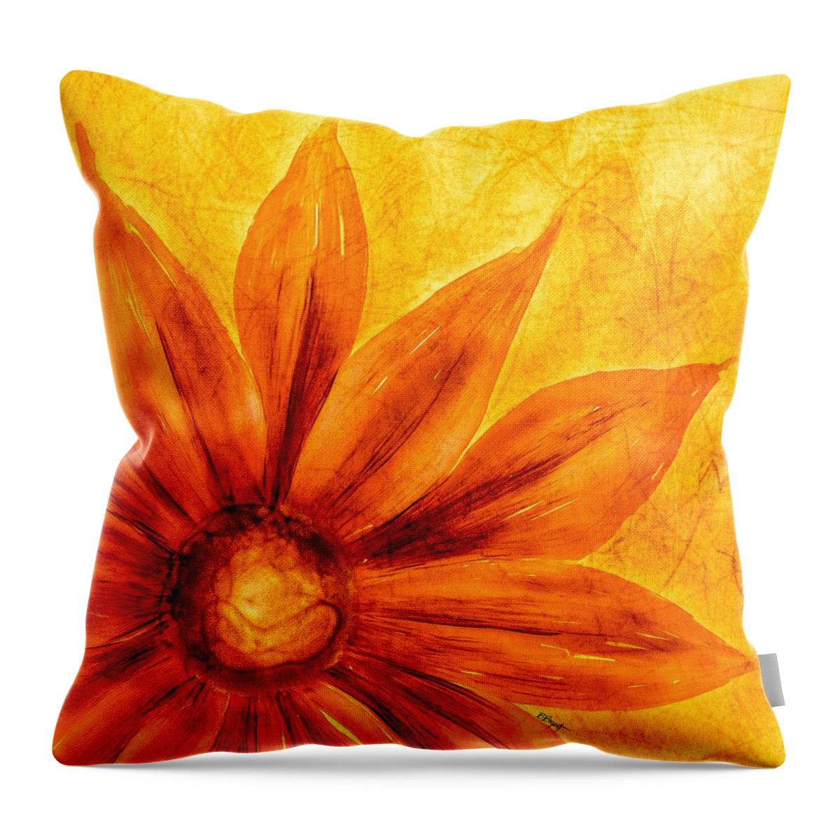 Flower Throw Pillow featuring the painting Happy Petals by Brenda Bryant