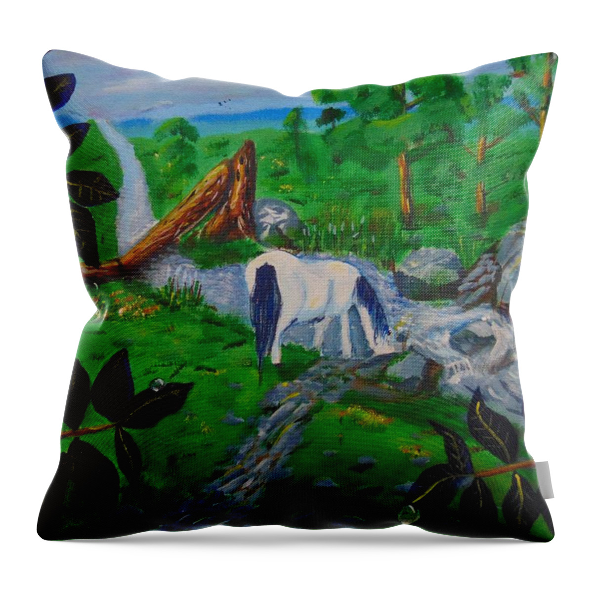 Horse Throw Pillow featuring the painting Happy Place by David Bigelow