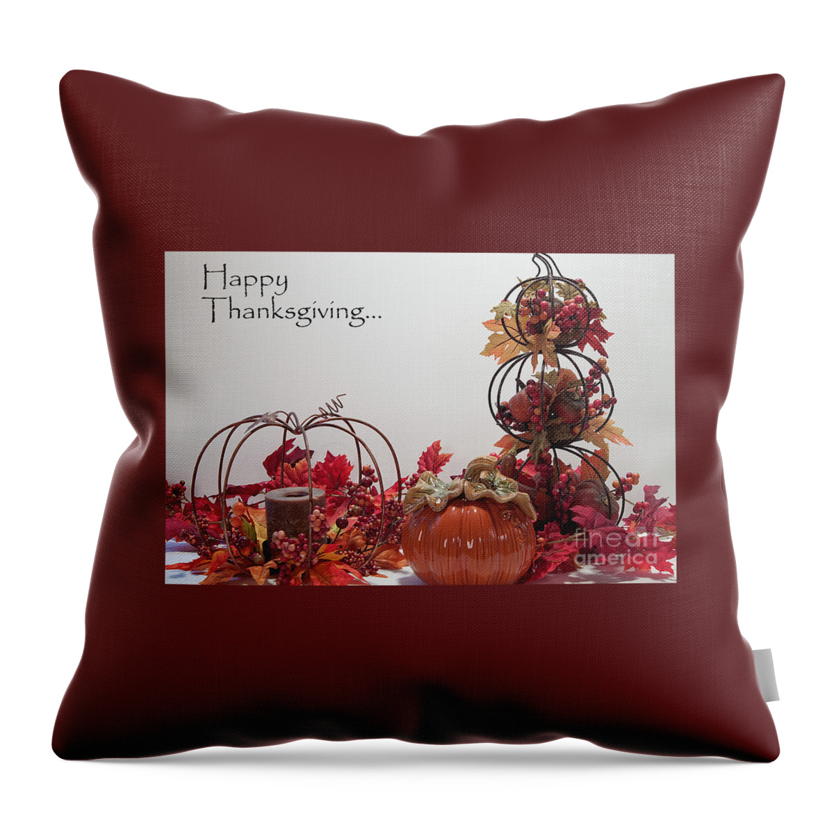 Thanksgiving Throw Pillow featuring the photograph Happy Thanksgiving to Friends and Family by Sherry Hallemeier