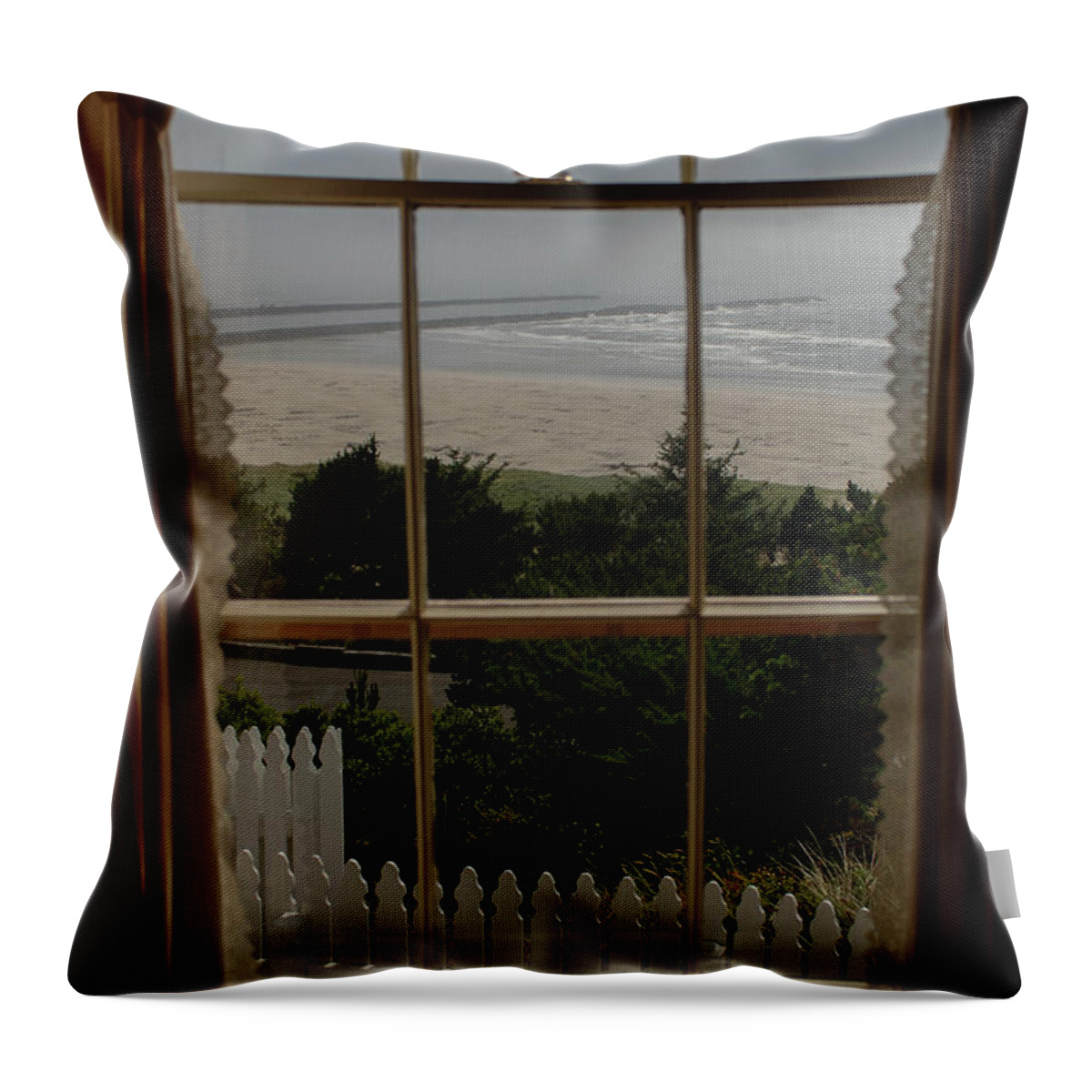 Lighthouse Throw Pillow featuring the photograph Harbor Entrance by David Shuler