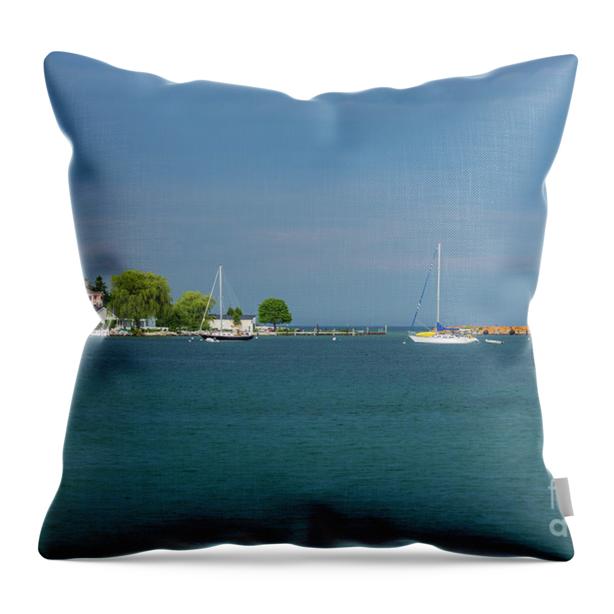 Mackinac Island Throw Pillow featuring the photograph Harbor Mackinac Island by Jennifer White