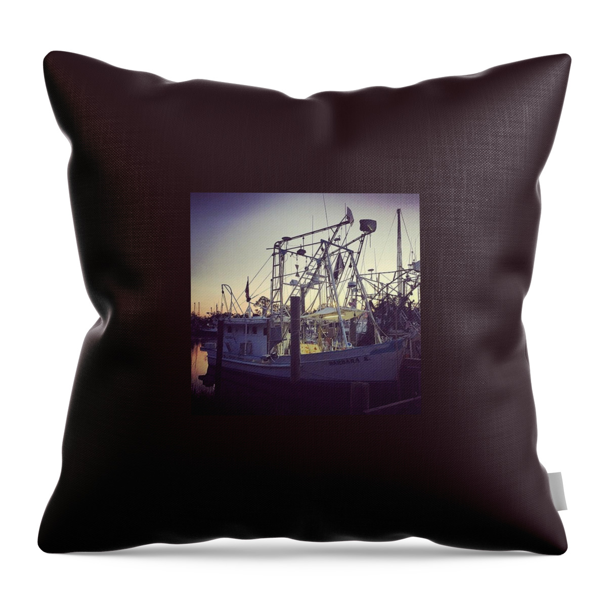Harbor Throw Pillow featuring the photograph Harbor Shrimp Boat by Joan McCool