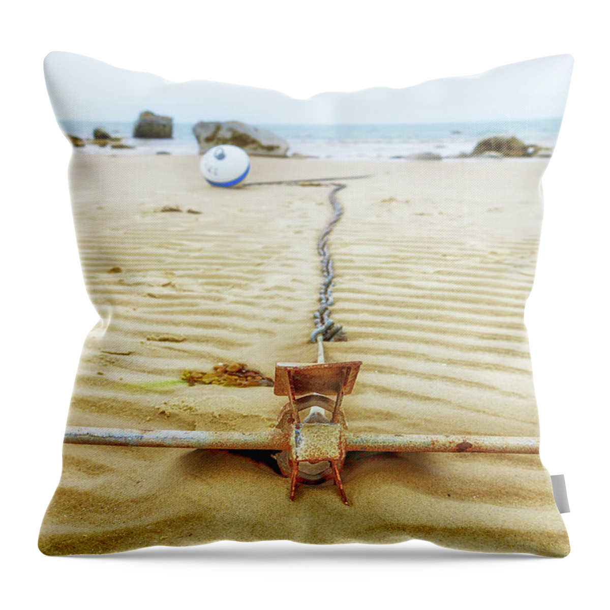 Harborview Beach Throw Pillow featuring the photograph Harborview Beach Anchor by Marisa Geraghty Photography