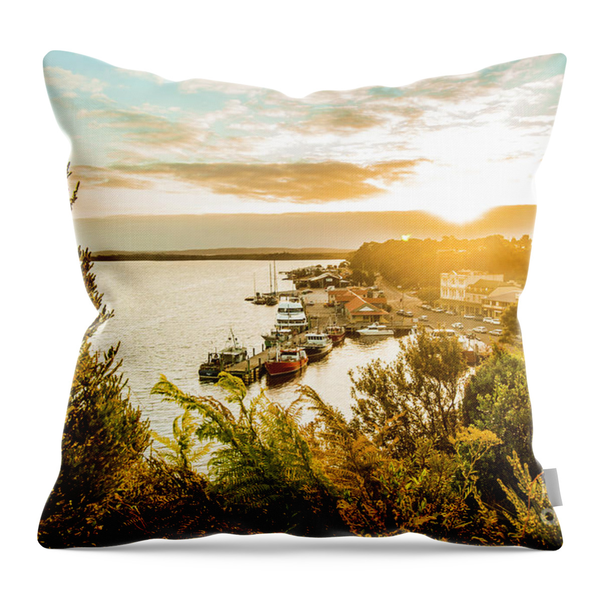 Tasmania Throw Pillow featuring the photograph Harbouring a colourful vista by Jorgo Photography