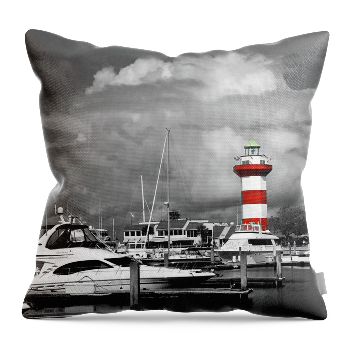 Lighthouse Throw Pillow featuring the photograph Harbourtown Clouds by Jerry Griffin
