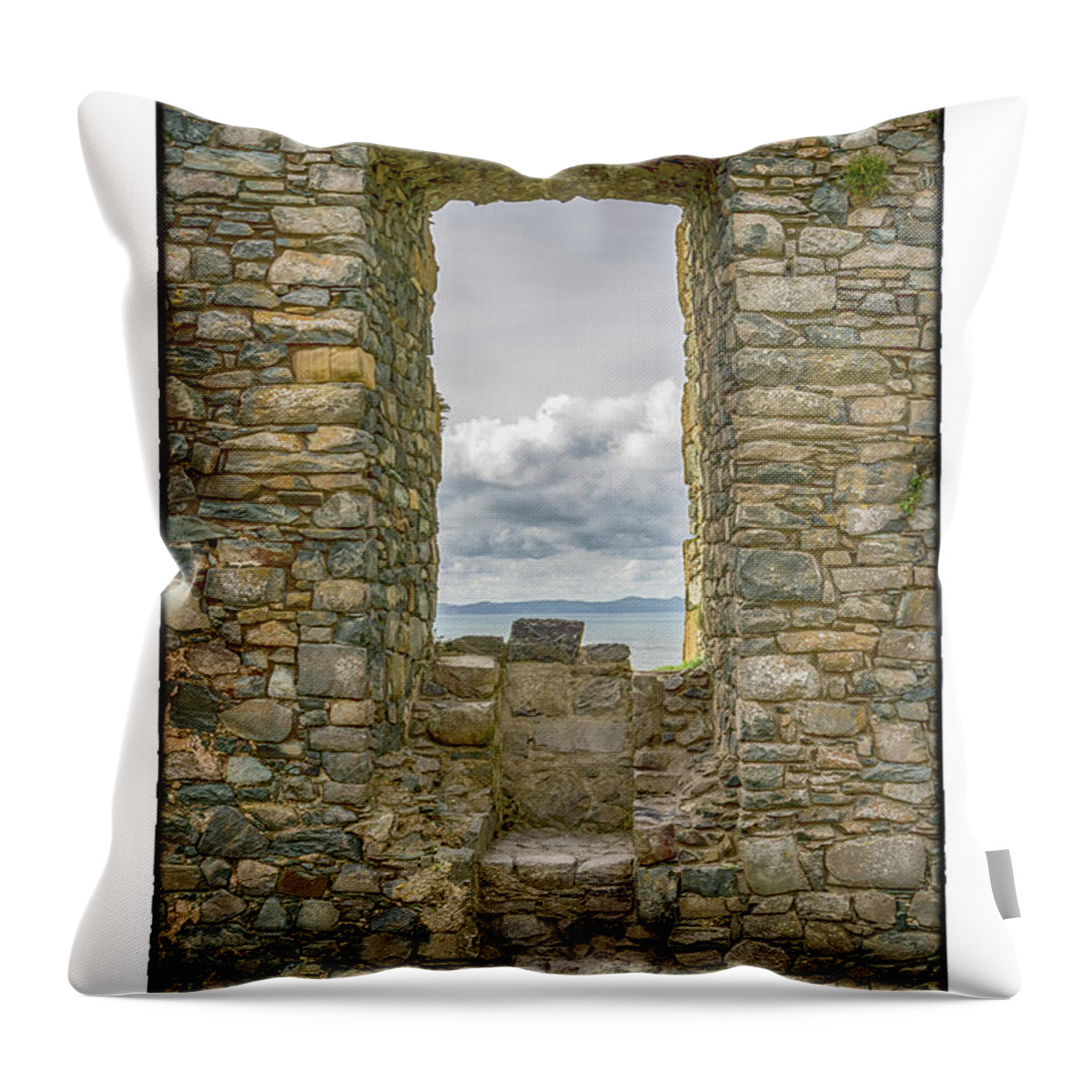Harlech Castle Throw Pillow featuring the photograph Harlech Cloud by R Thomas Berner
