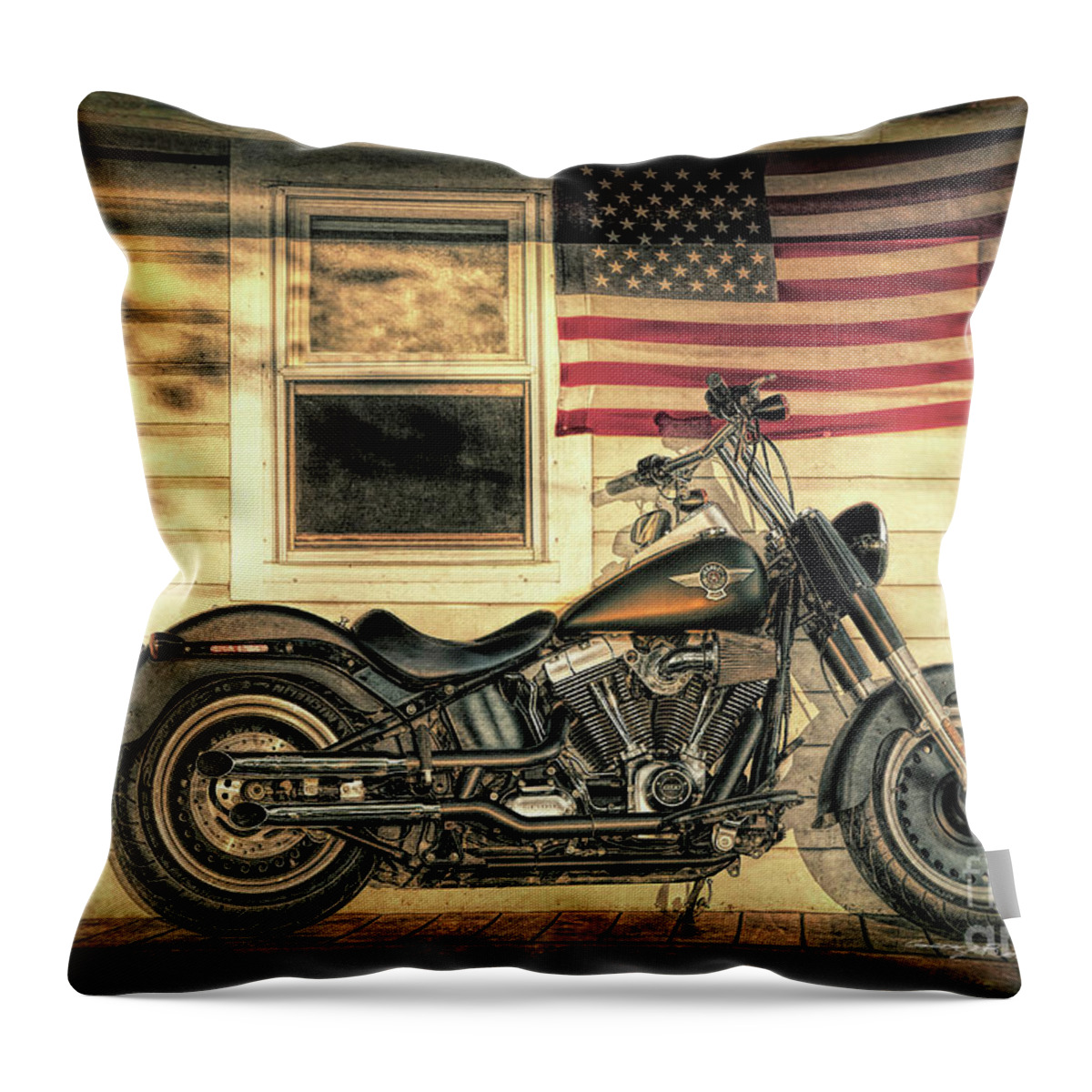 Harley Davidson Throw Pillow featuring the photograph Harley Davidson Fat Boy by George Robinson