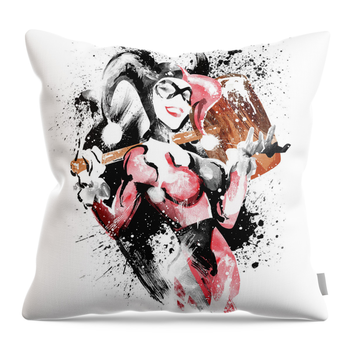 Harley Quinn Throw Pillow featuring the painting Harley Quinn by Unique Drawing