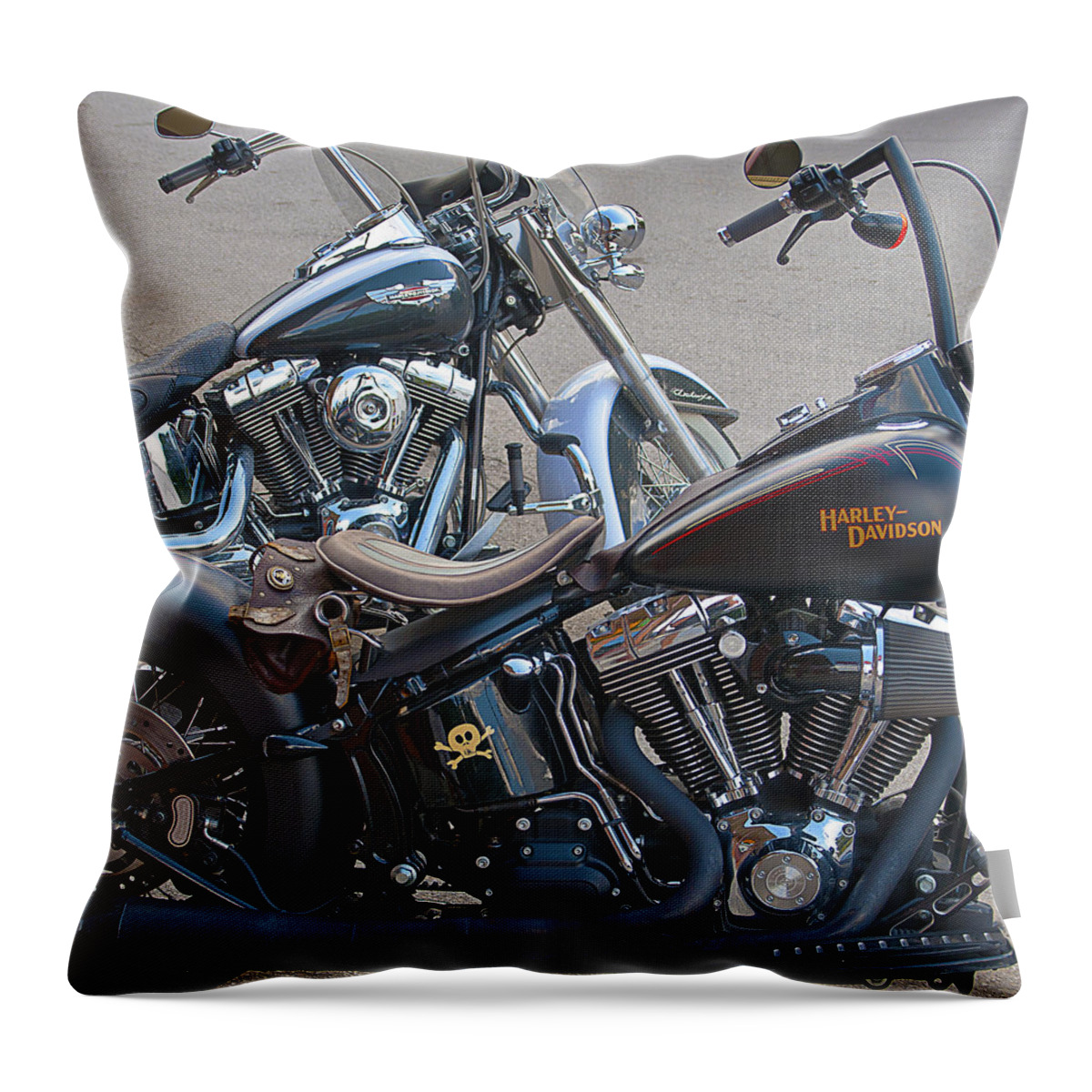 Harley's Throw Pillow featuring the photograph Harleys by Brian Kinney