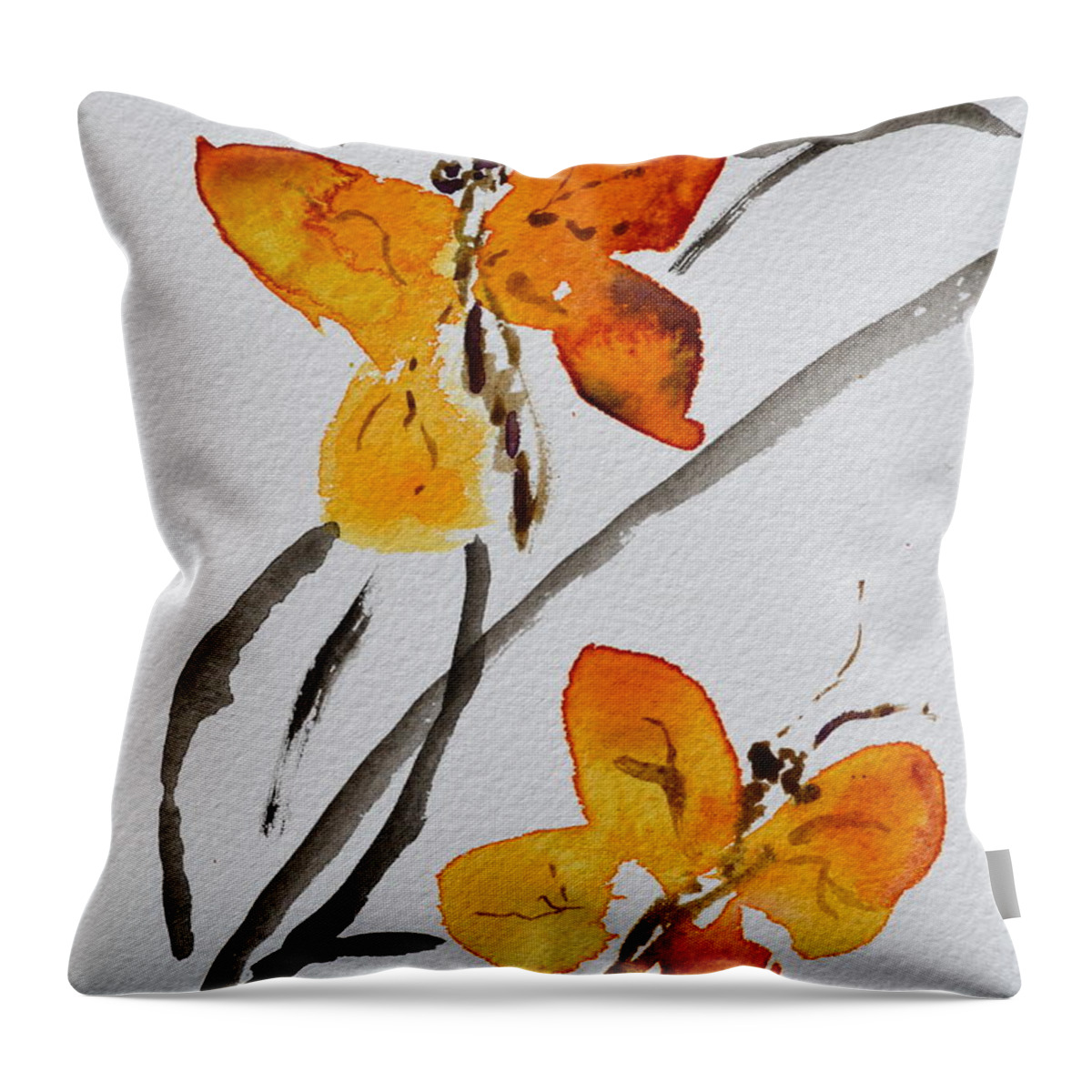 Butterflies Throw Pillow featuring the painting Harmonious Flight by Beverley Harper Tinsley