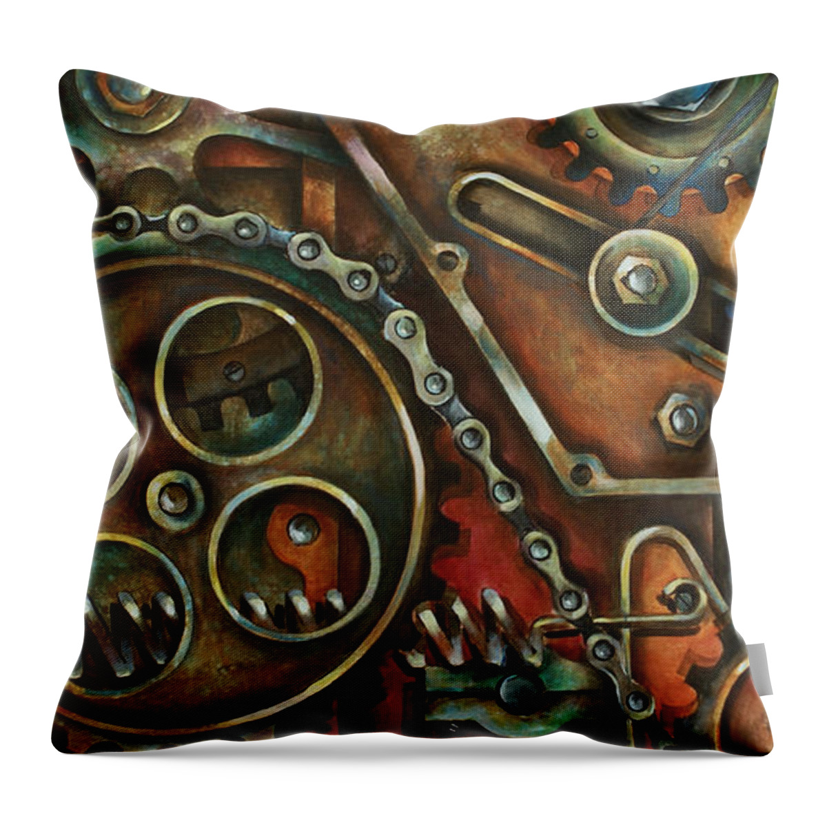 Mechanical Painting Throw Pillow featuring the painting Harmony by Michael Lang
