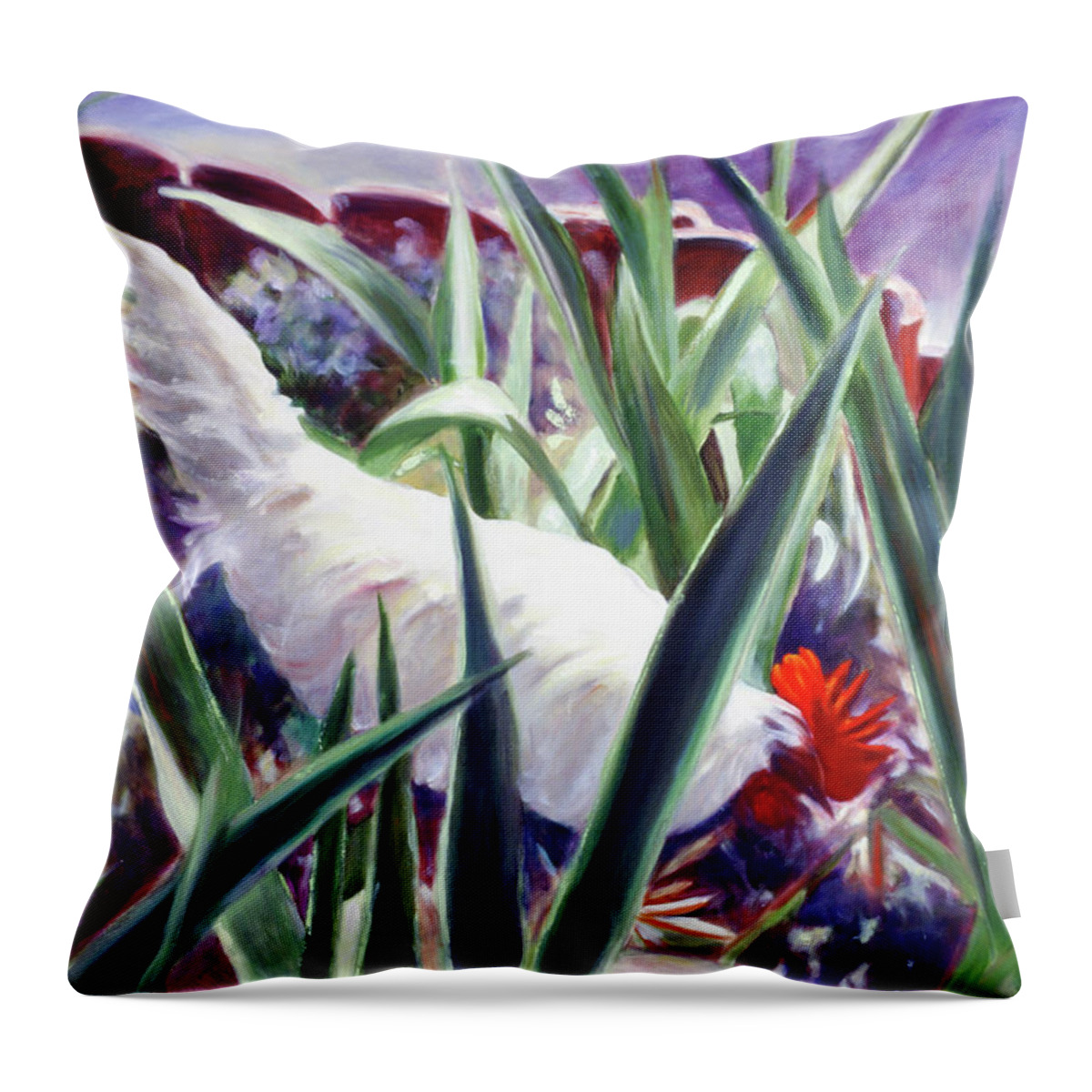 Rooster Throw Pillow featuring the painting Harmony Rooster by Shannon Grissom