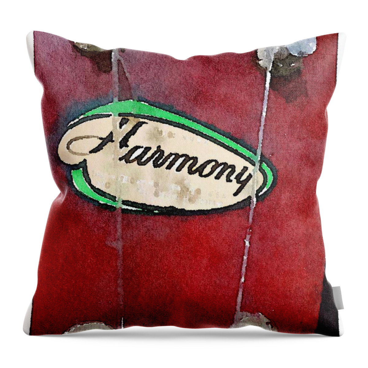 Waterlogue Throw Pillow featuring the digital art Harmony Uke by Shannon Grissom