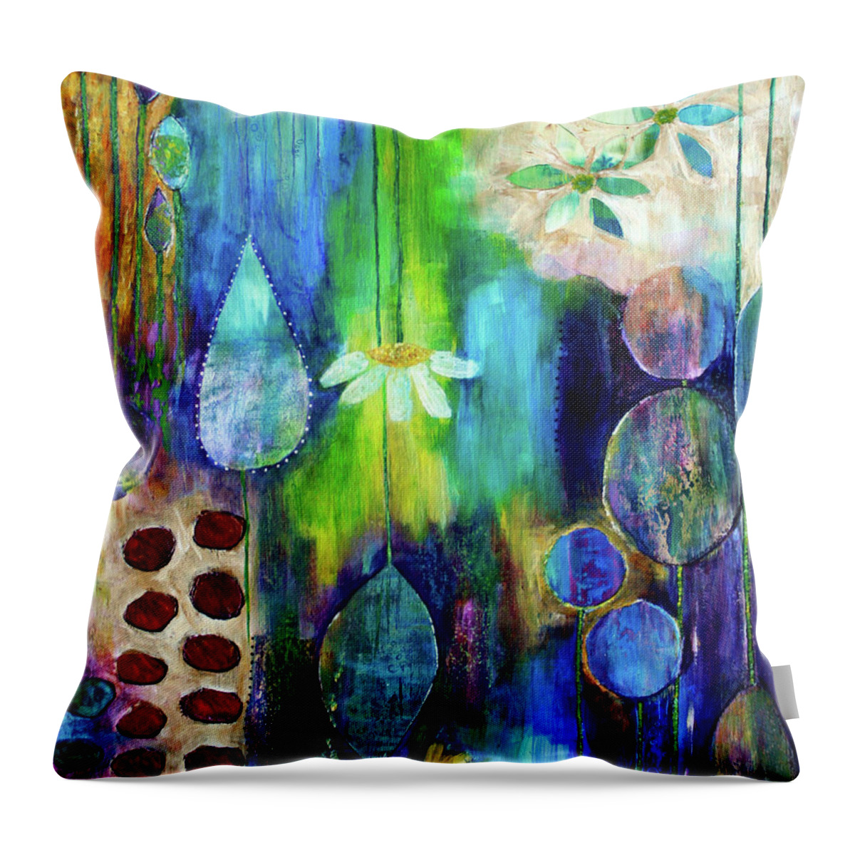 Abstract Throw Pillow featuring the painting Harmony by Winona's Sunshyne