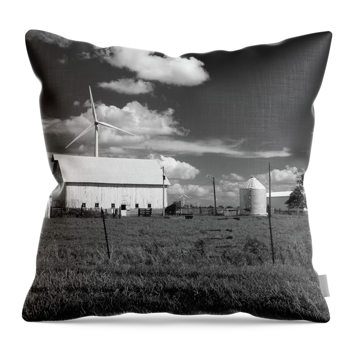 Farm Throw Pillow featuring the photograph Harnessing the Wind in Indiana by Scott Kingery