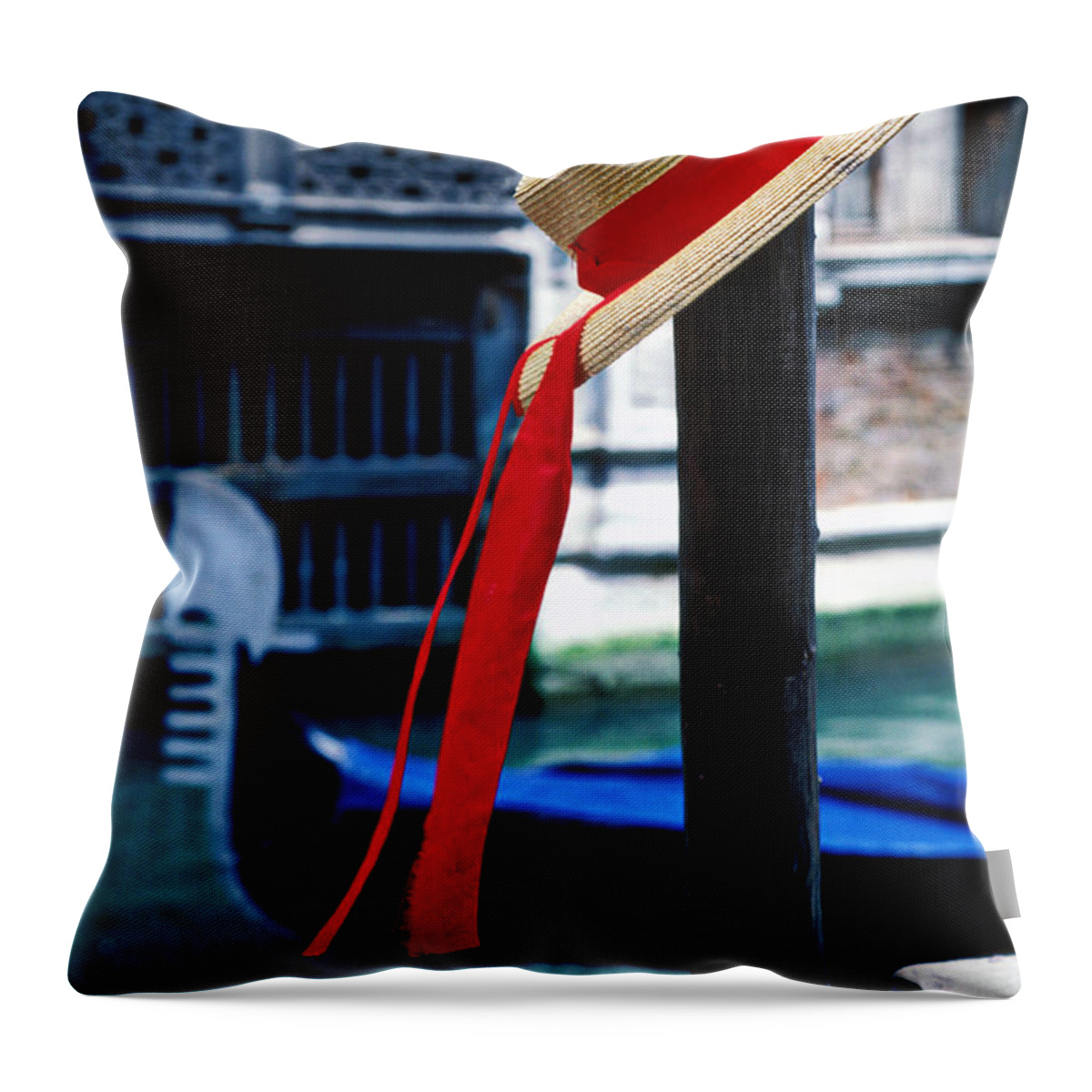 Hat Throw Pillow featuring the photograph Hat on pole Venice by Garry Gay