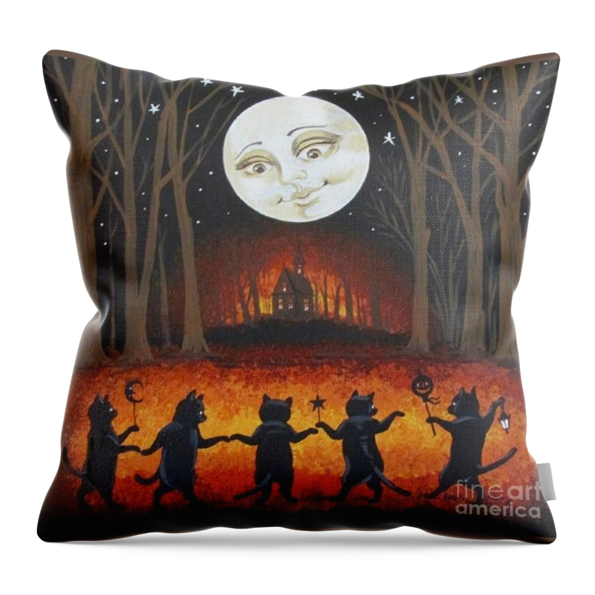 Print Throw Pillow featuring the painting Haunted Dance by Margaryta Yermolayeva