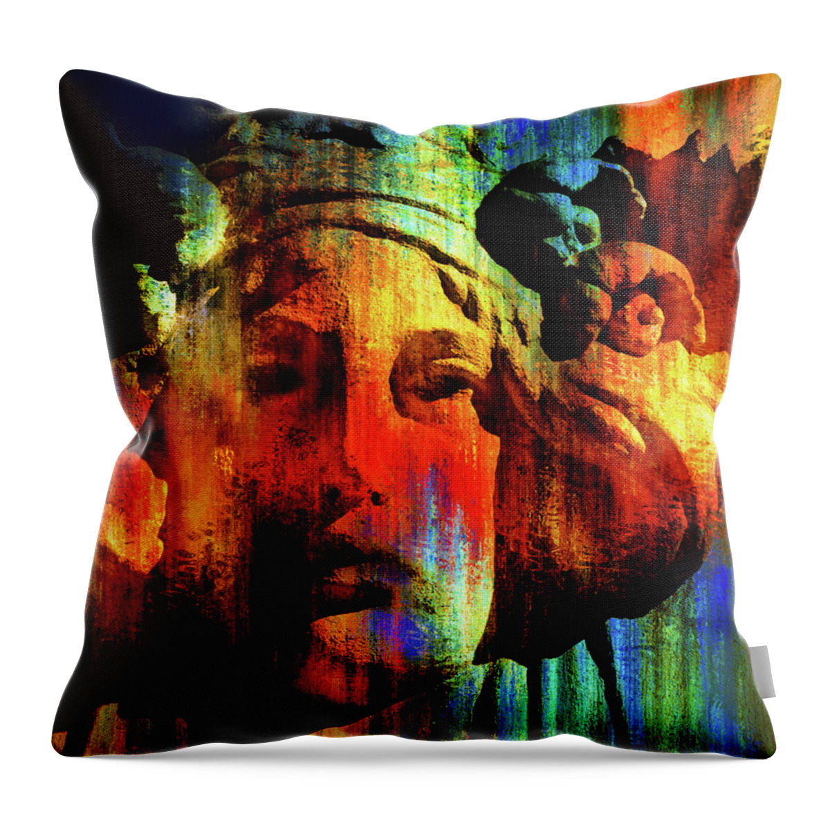 Haunted Dreams Throw Pillow featuring the digital art Haunted Dreams Abstract Realism by Georgiana Romanovna