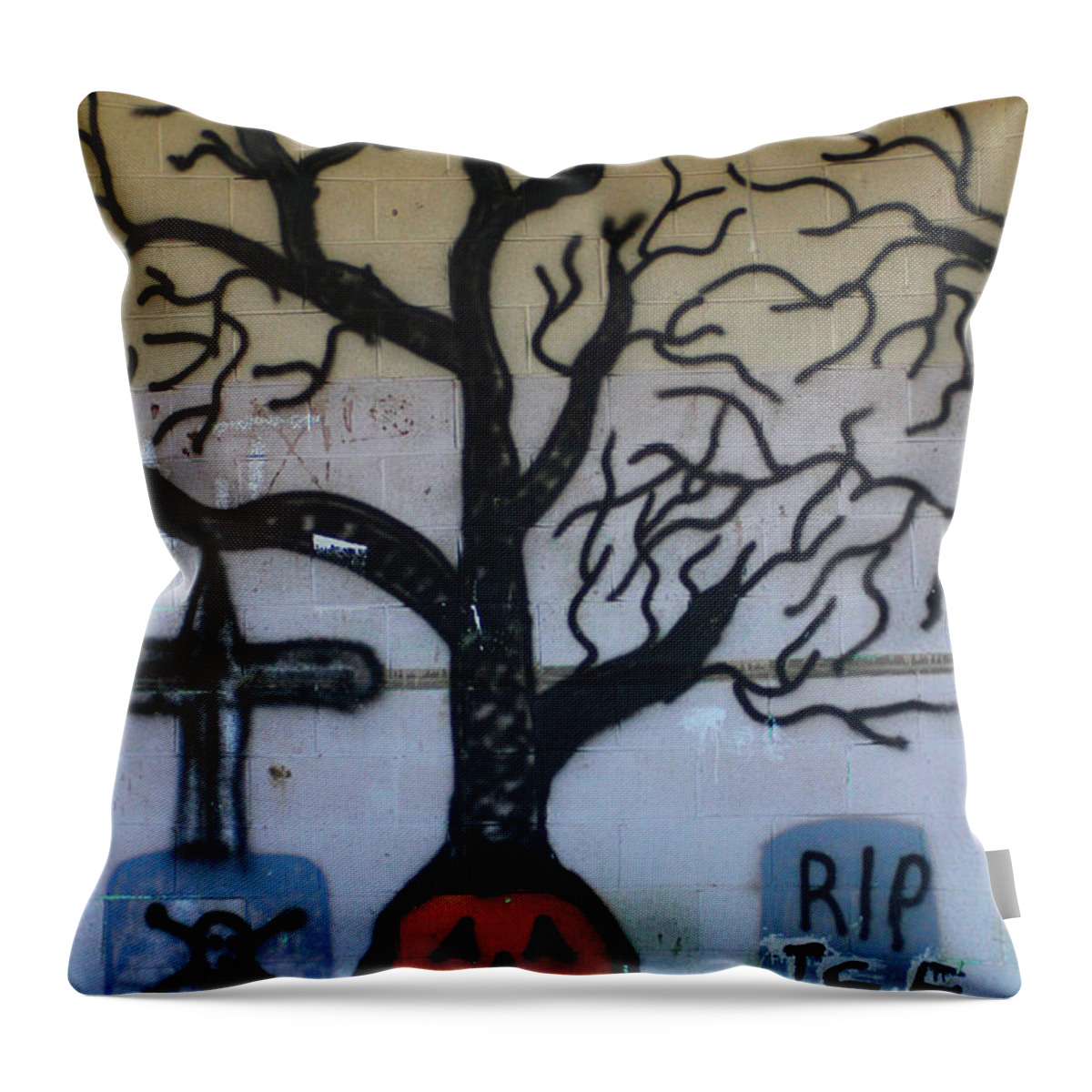 Tree Throw Pillow featuring the photograph Haunted House by Karen Wagner