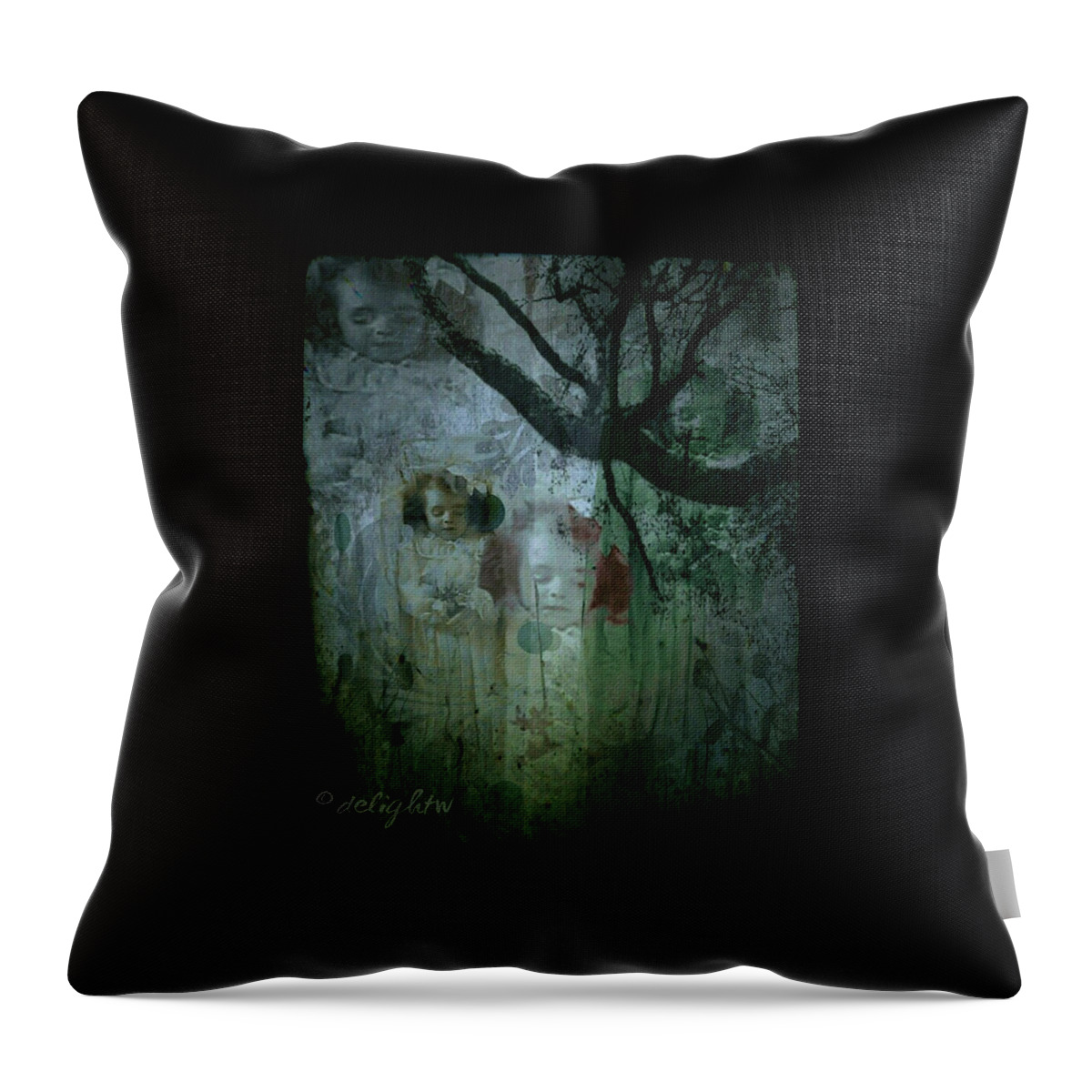 Vintage Throw Pillow featuring the digital art Haunting by Delight Worthyn