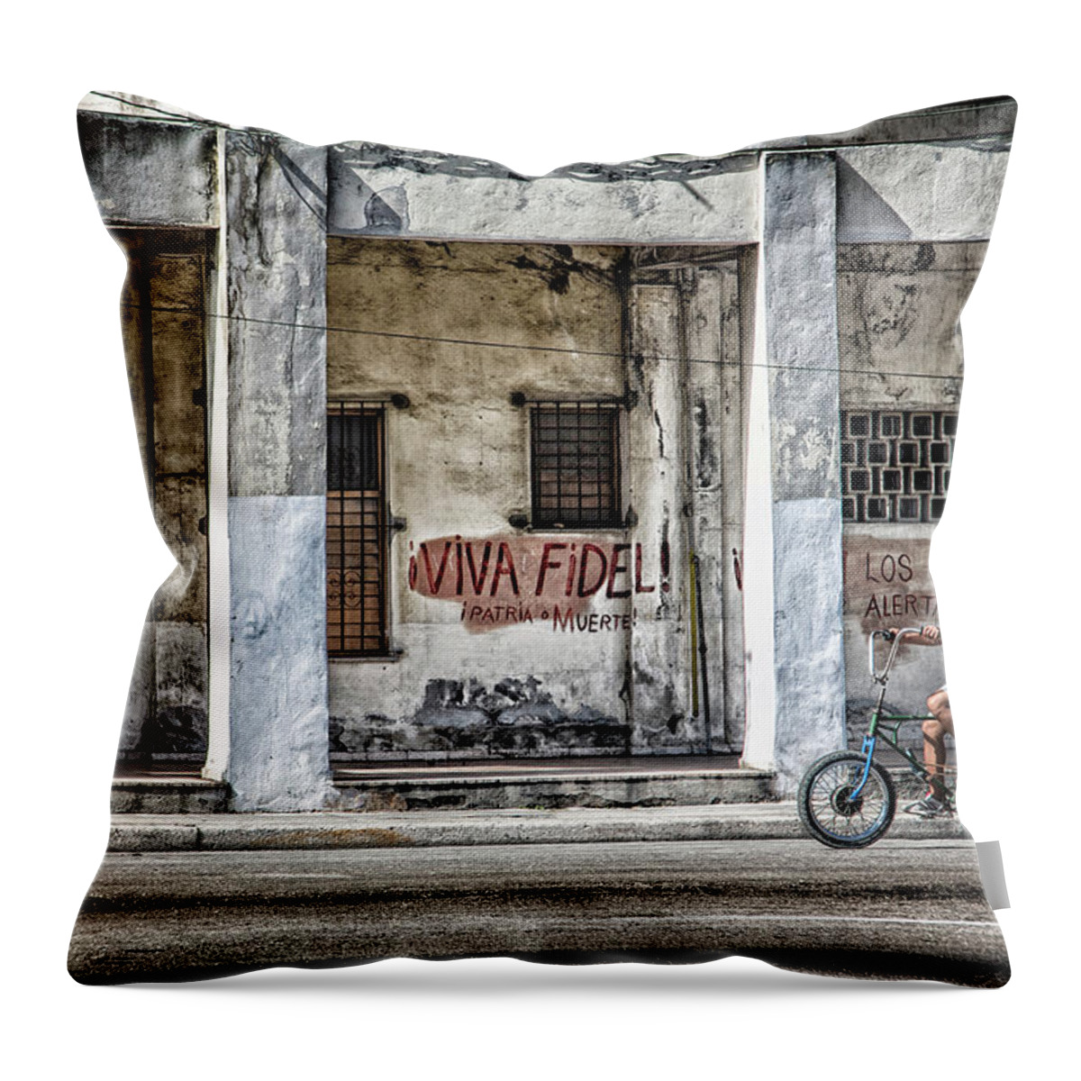 Havana Throw Pillow featuring the photograph Havana Graffiti Street Scene by Gigi Ebert